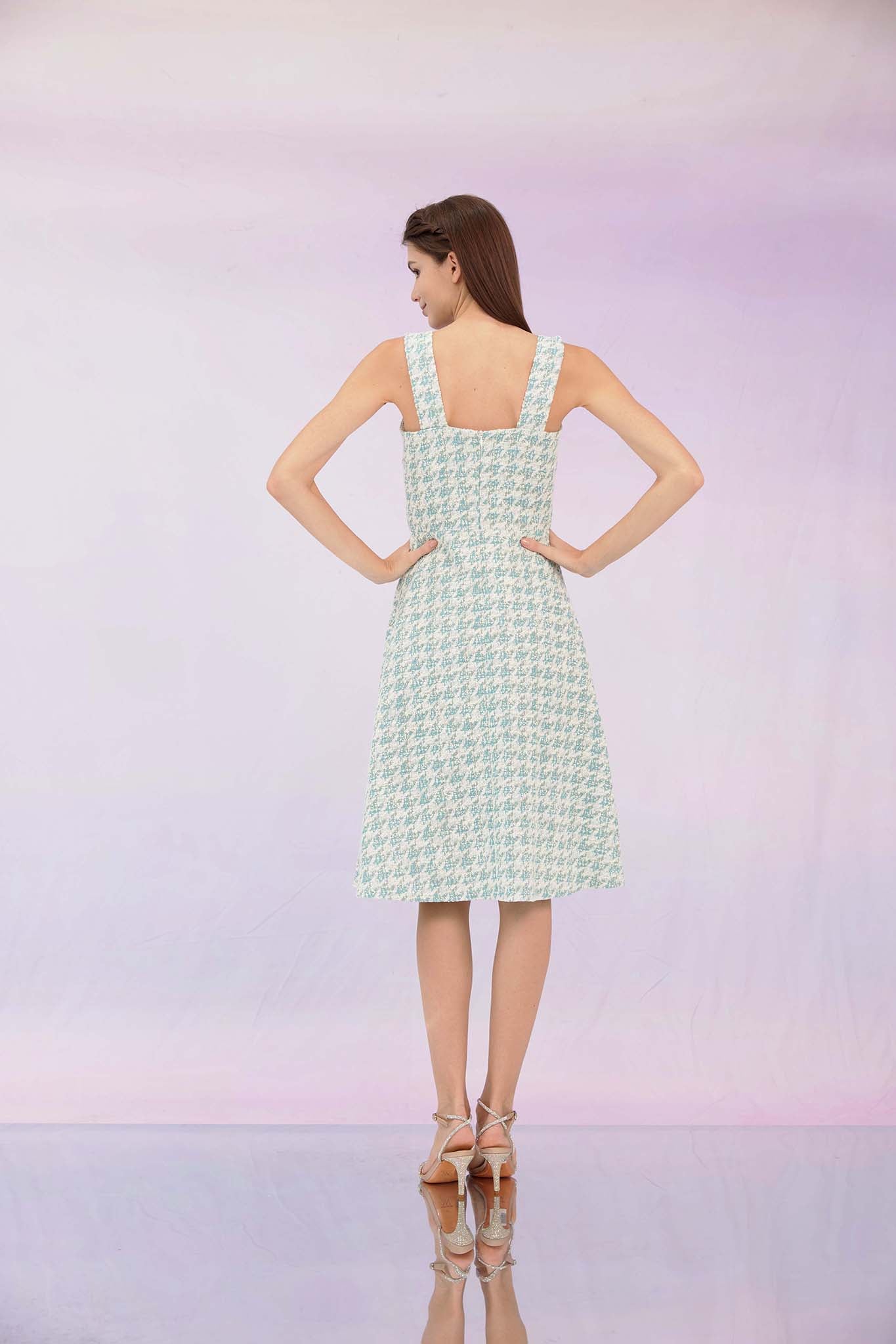 Gricelda Turquoise Tweed Dress