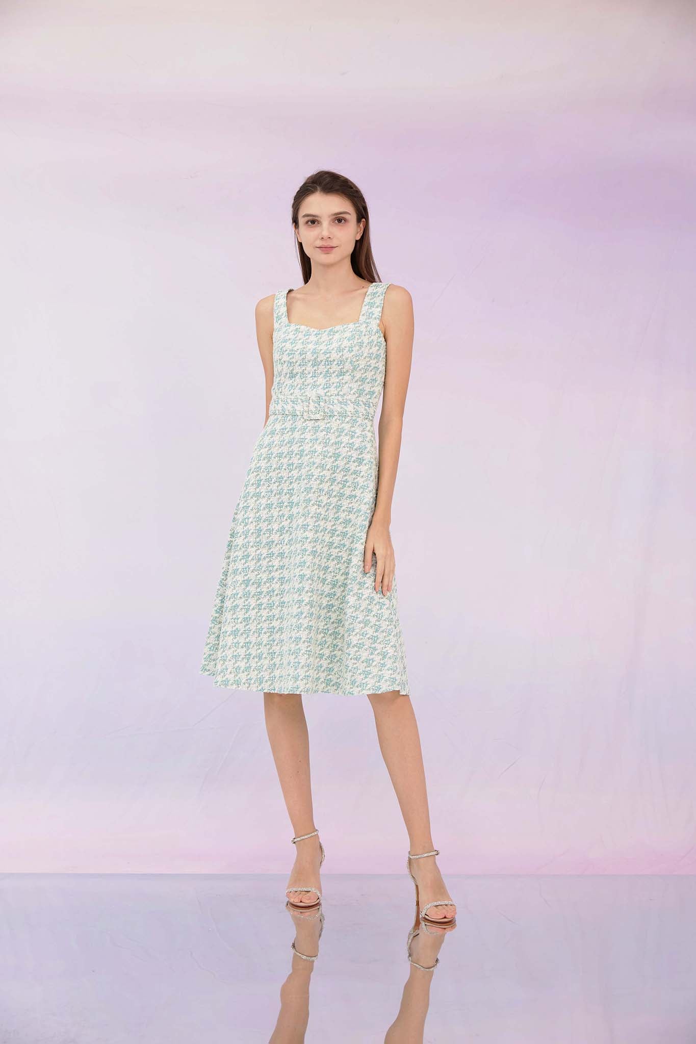 Gricelda Turquoise Tweed Dress
