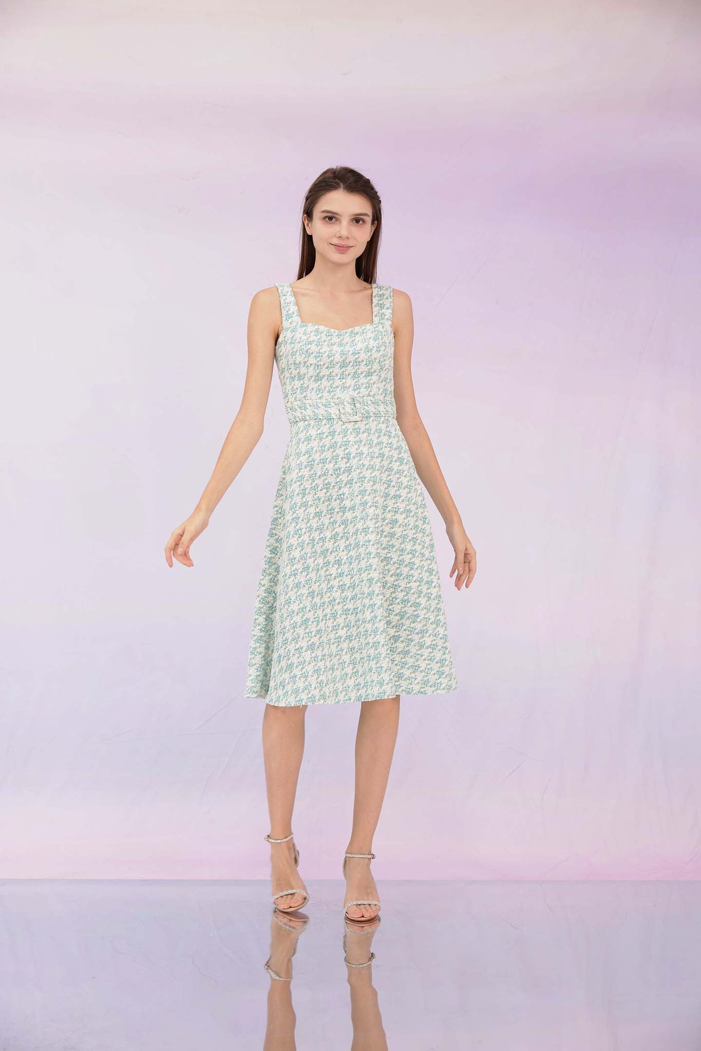 Gricelda Turquoise Tweed Dress