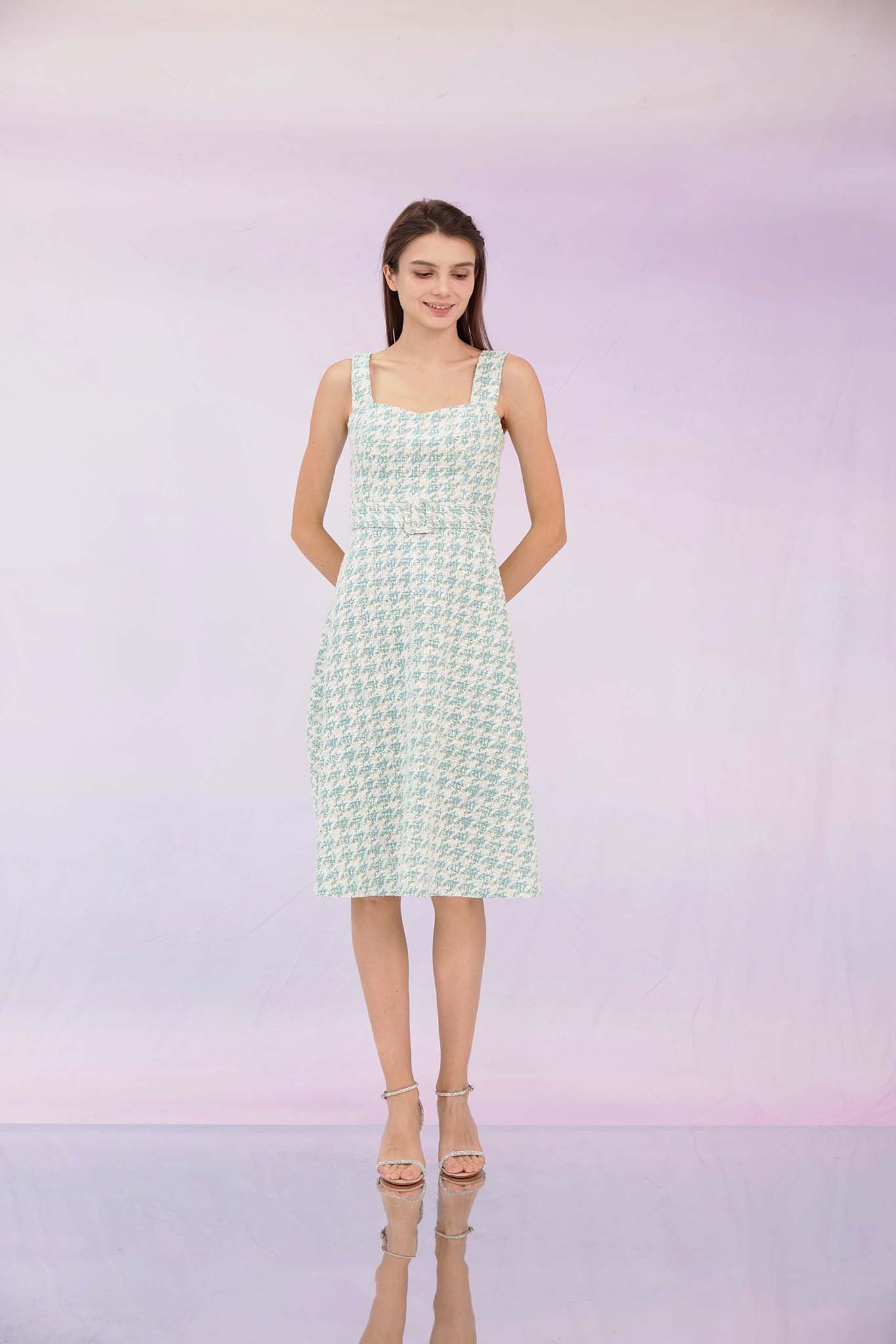 Gricelda Turquoise Tweed Dress
