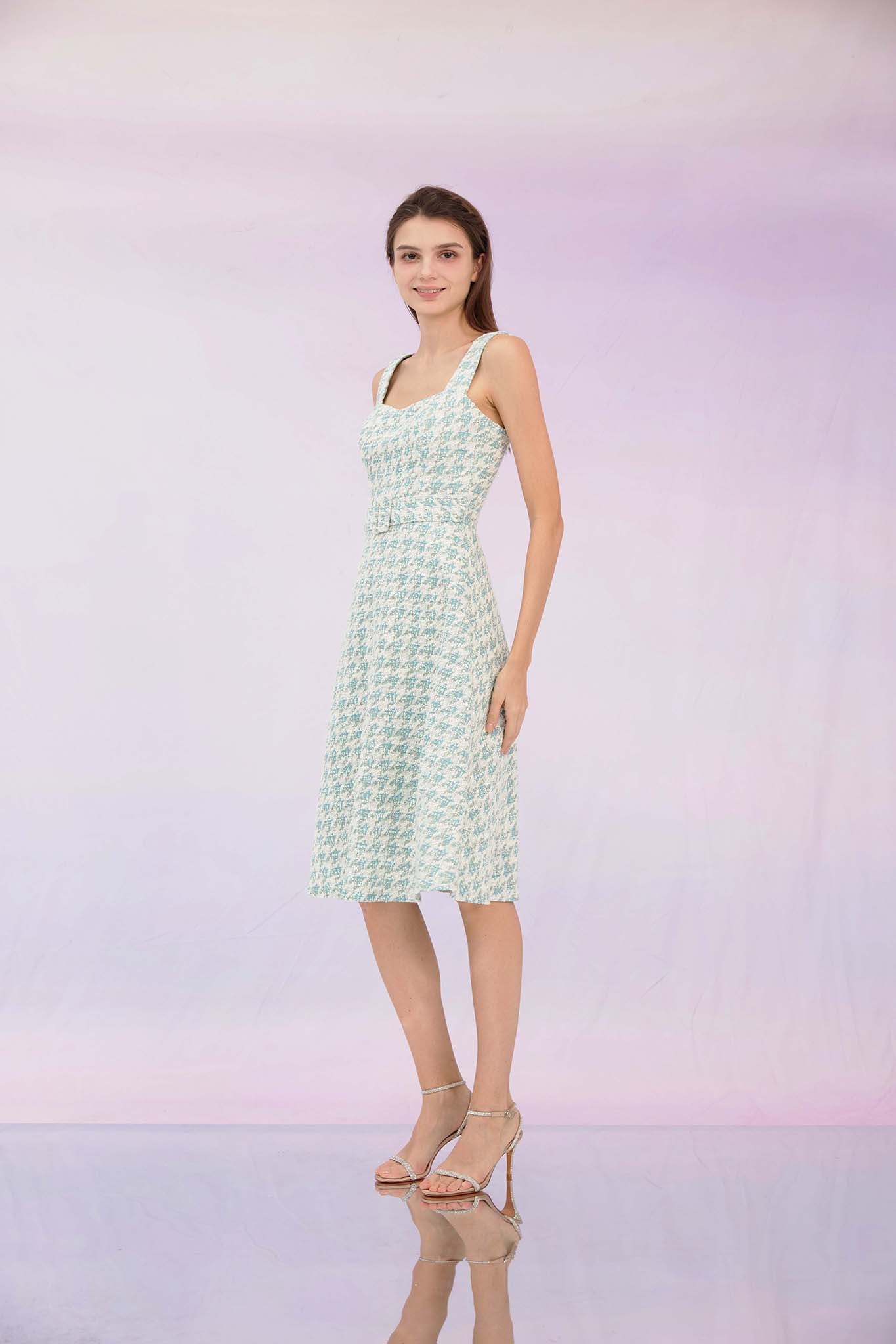 Gricelda Turquoise Tweed Dress