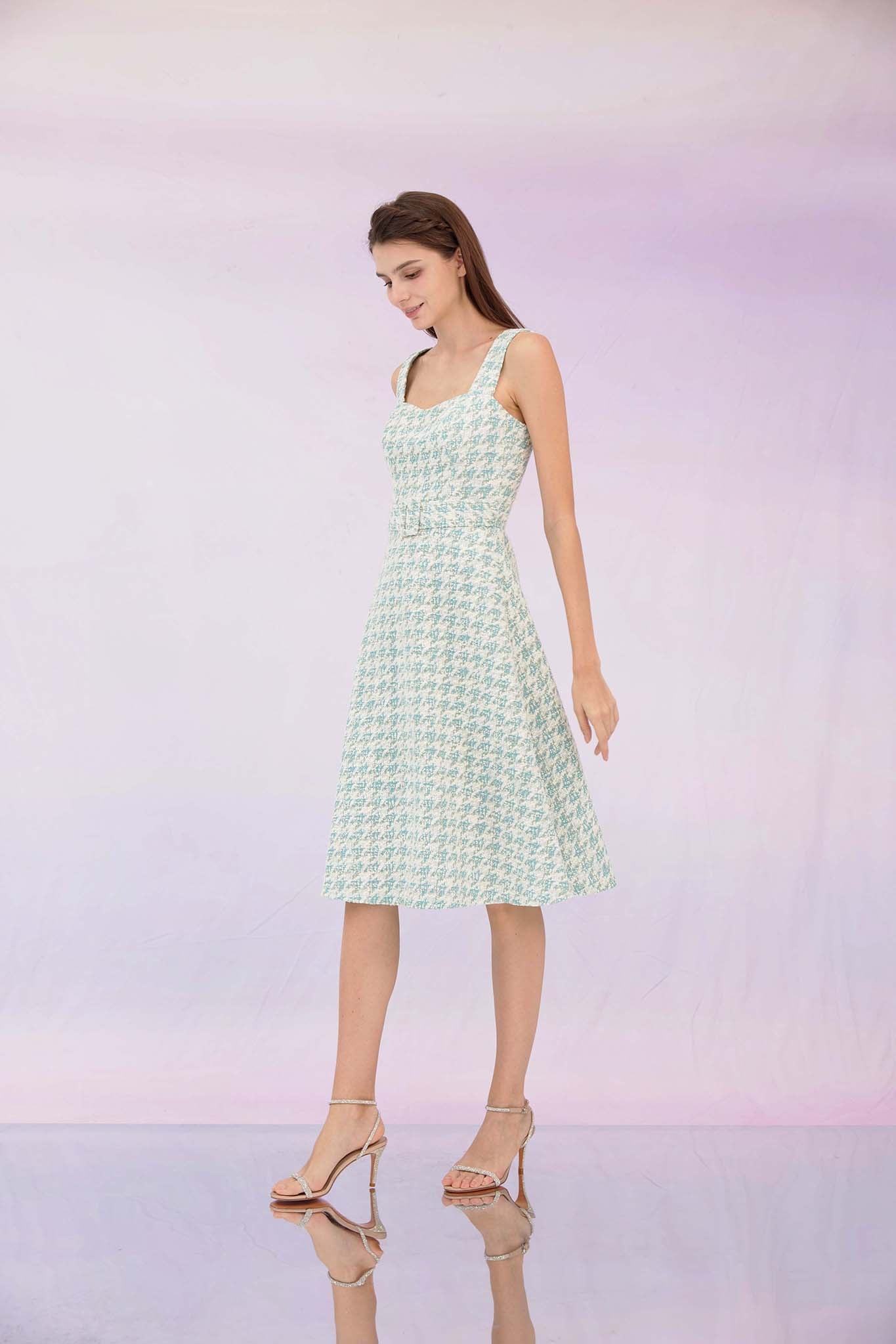 Gricelda Turquoise Tweed Dress