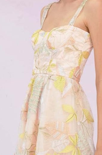 Gabi Pink Emb Mesh Dress