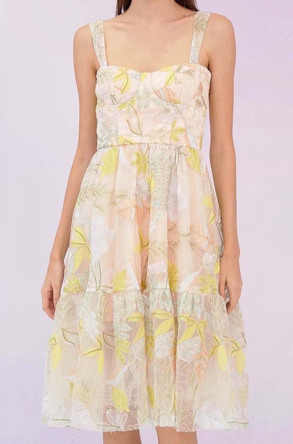 Gabi Pink Emb Mesh Dress