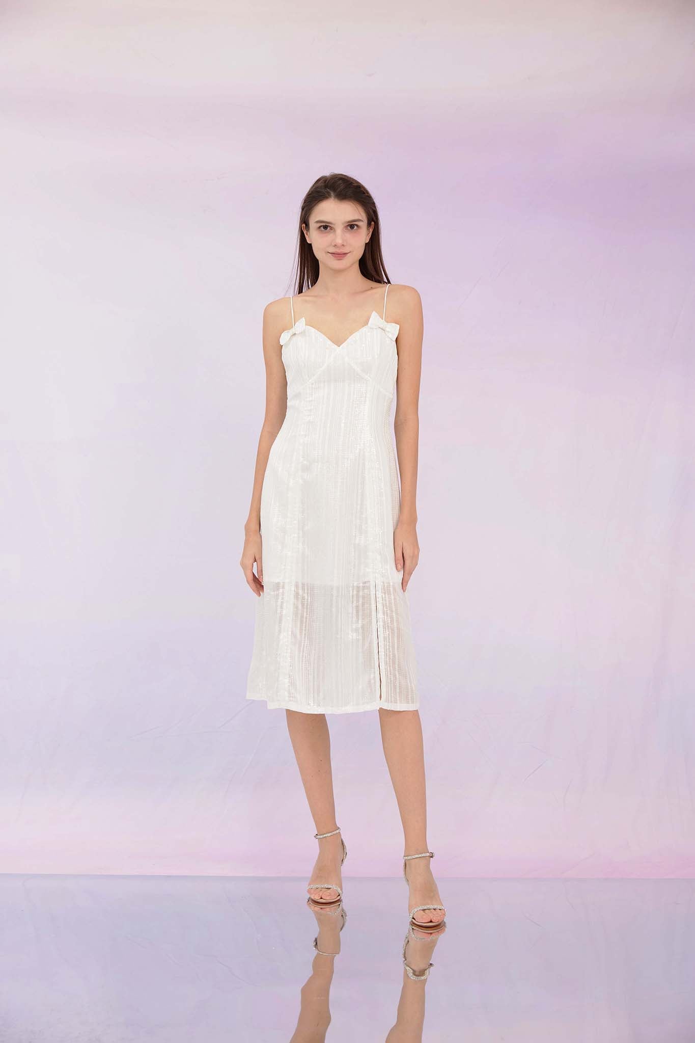 Germaine White Sequin Slip Dress