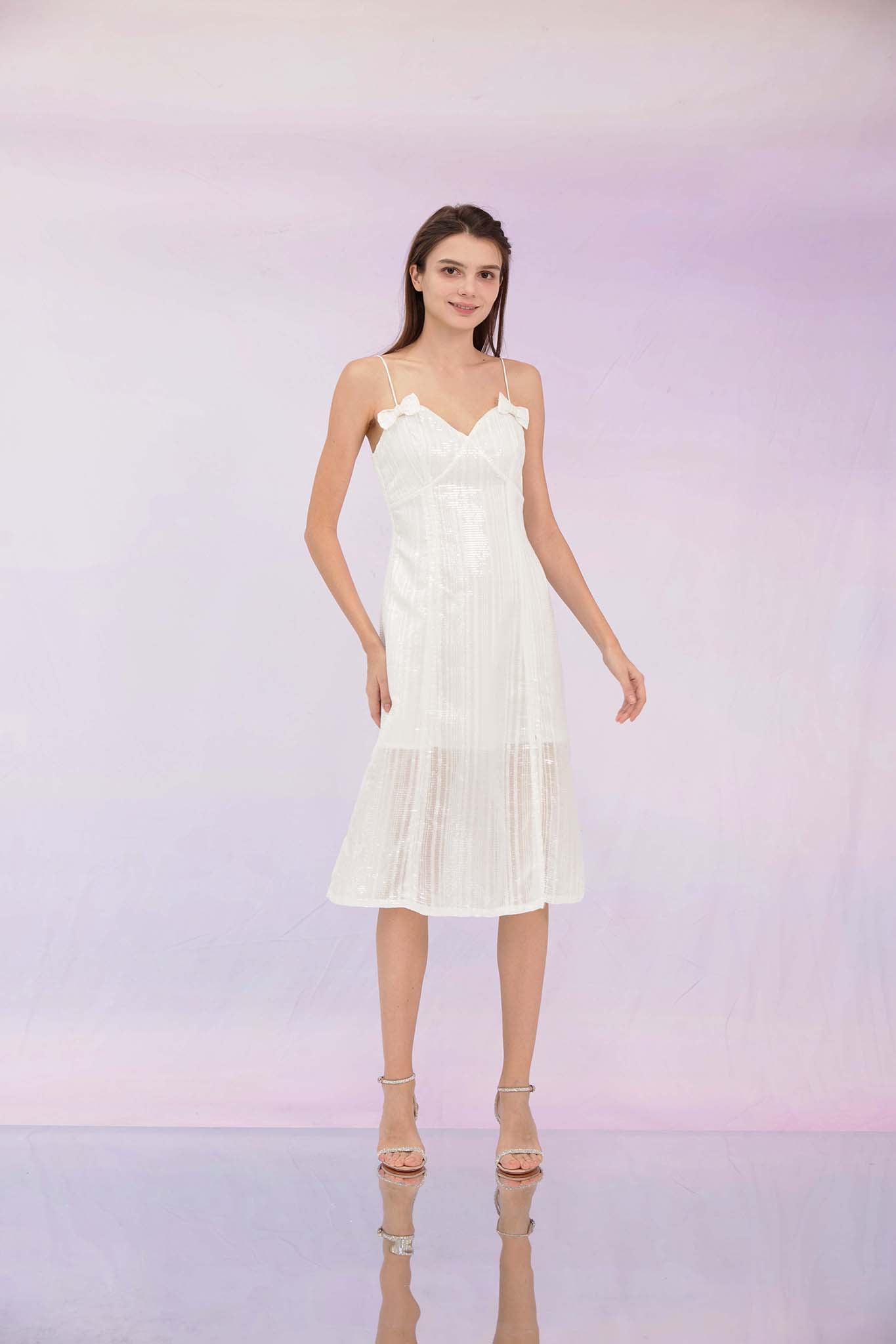 Germaine White Sequin Slip Dress