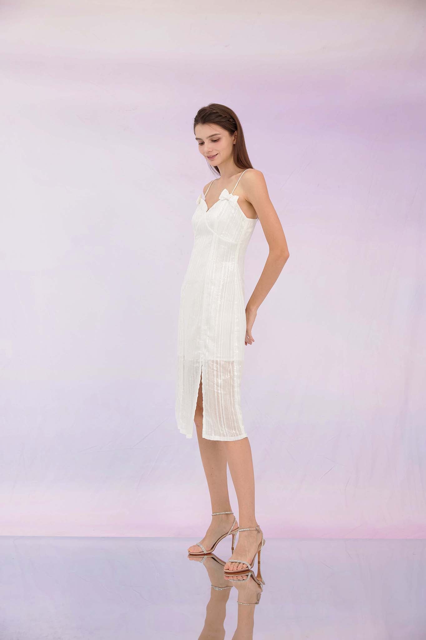 Germaine White Sequin Slip Dress