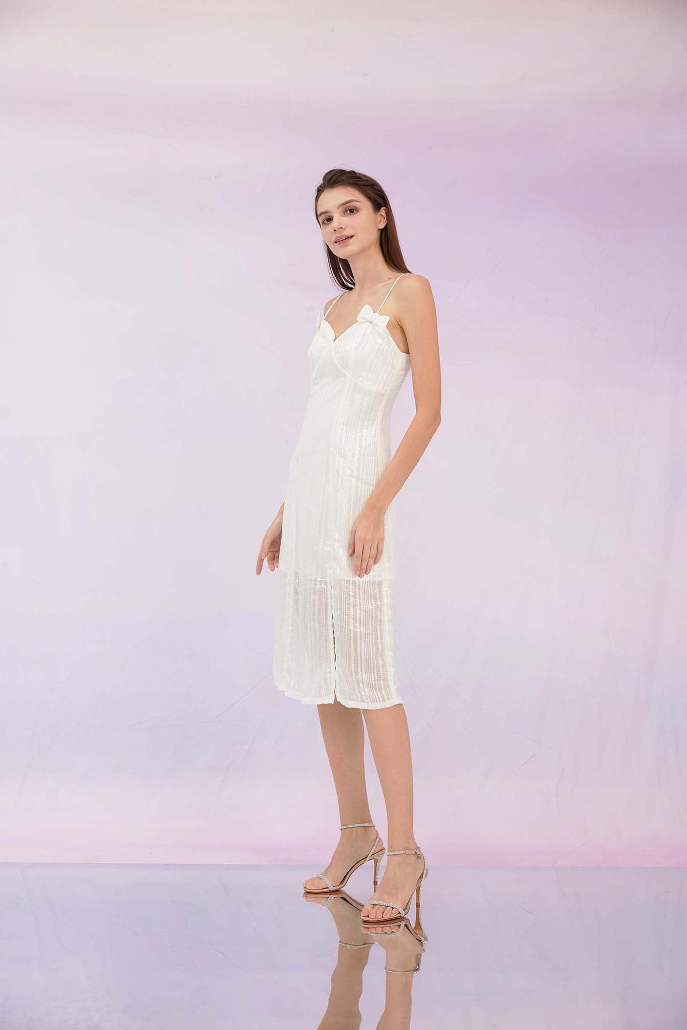 Germaine White Sequin Slip Dress