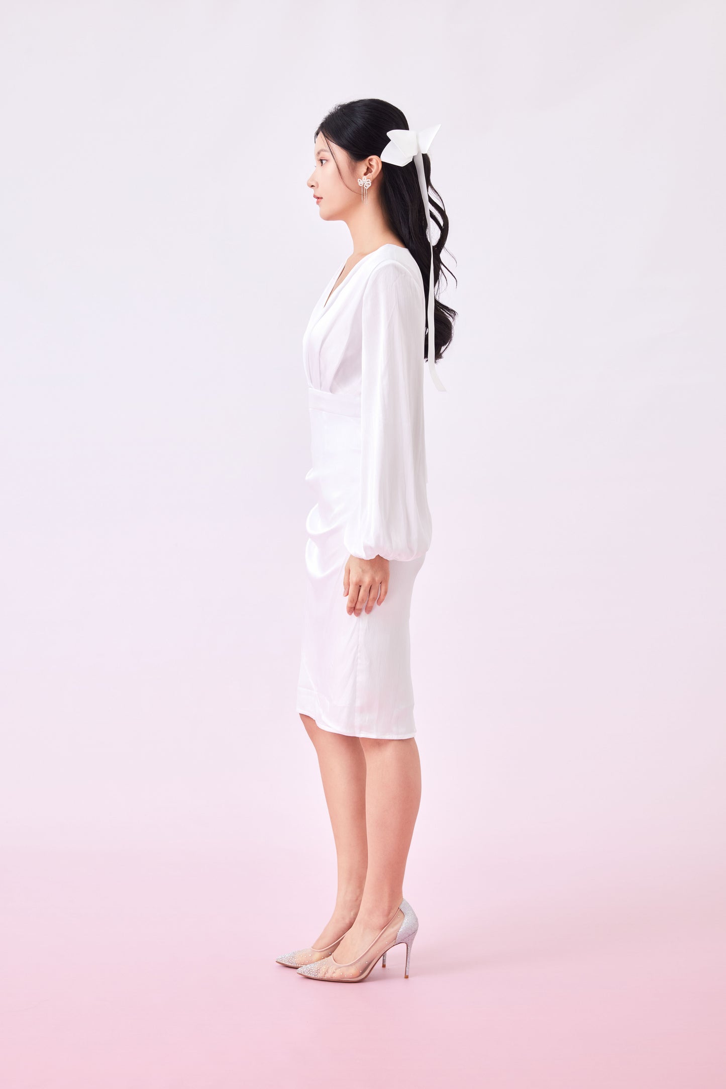 Gabriellia White Ruched Dress
