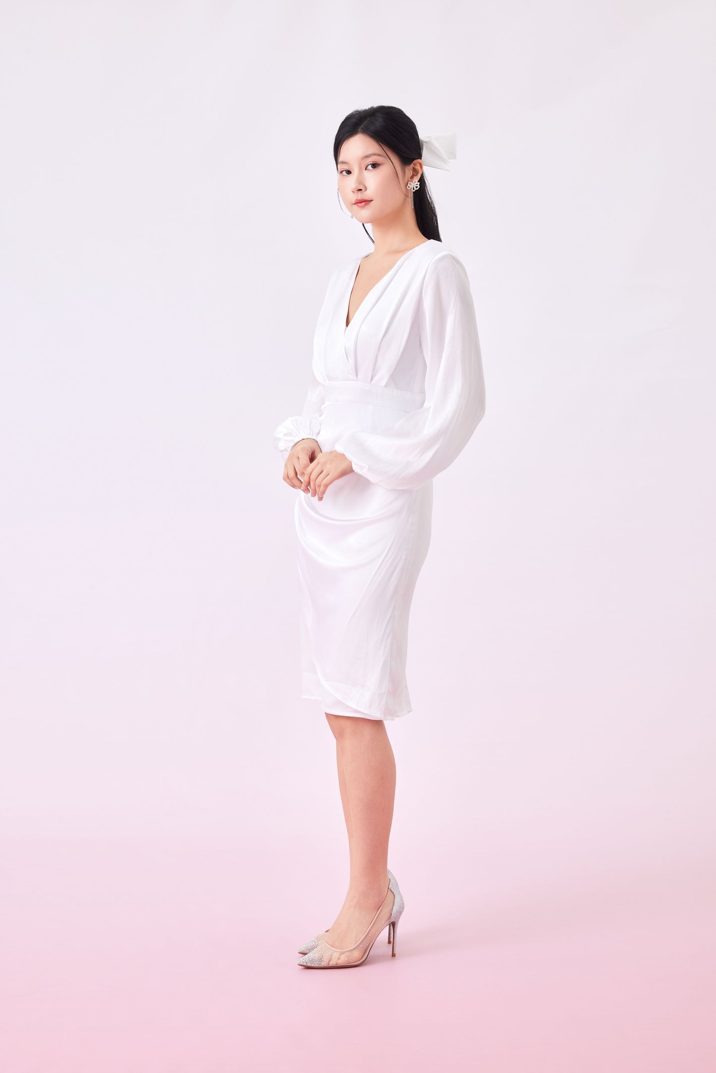 Gabriellia White Ruched Dress