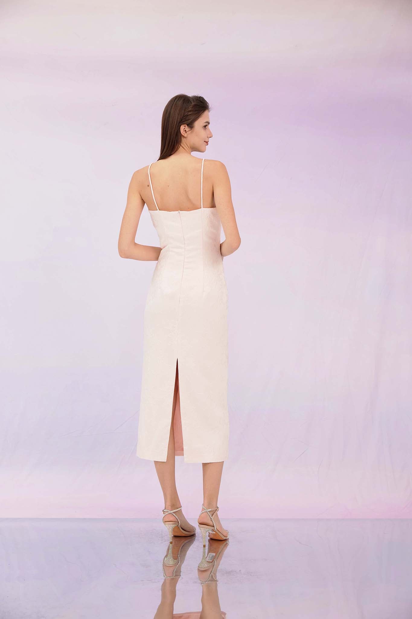 Gwenna Light Pink Jacquard Spag Dress