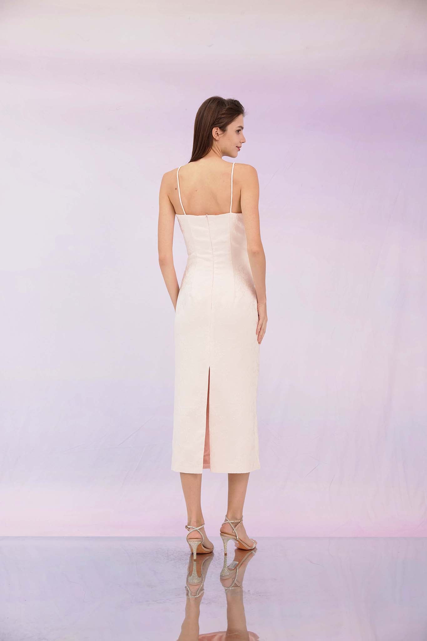 Gwenna Light Pink Jacquard Spag Dress