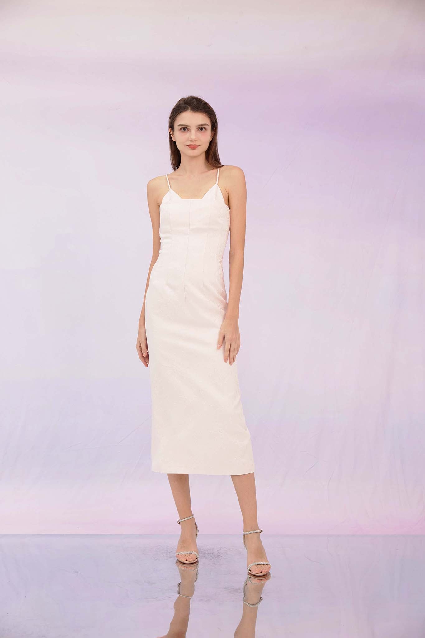 Gwenna Light Pink Jacquard Spag Dress