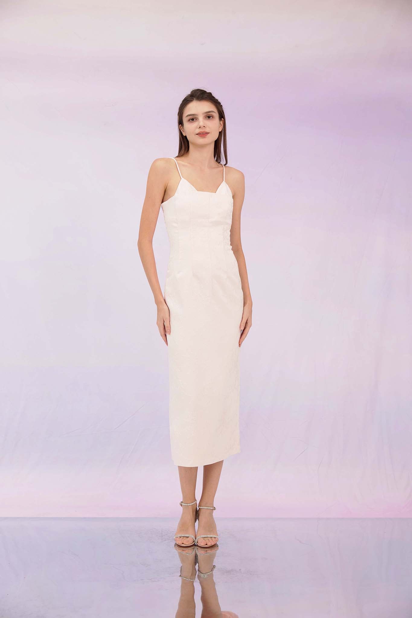 Gwenna Light Pink Jacquard Spag Dress