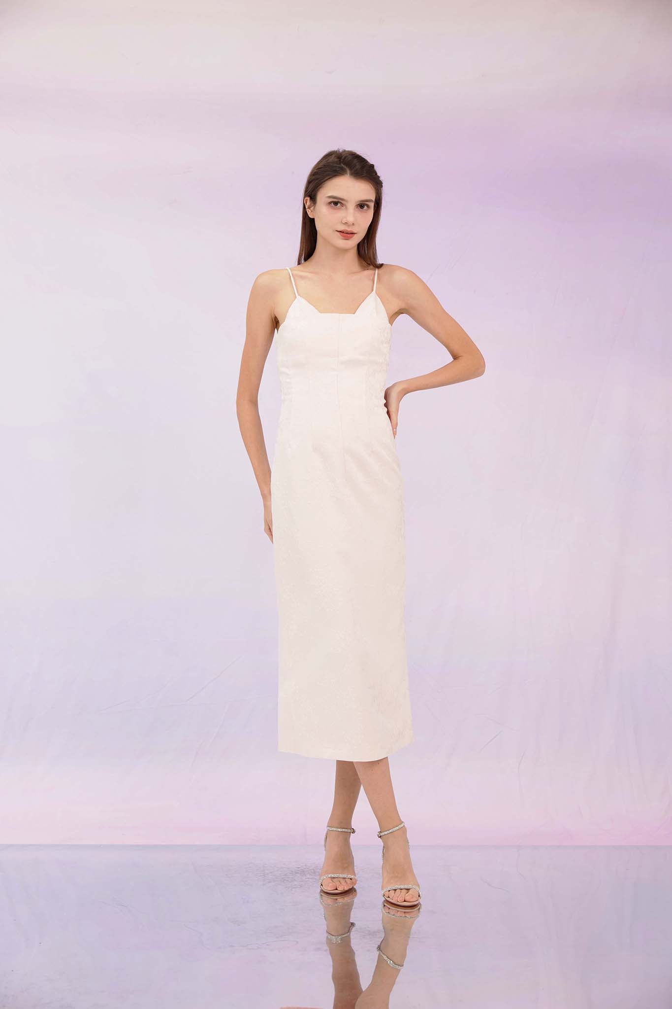 Gwenna Light Pink Jacquard Spag Dress