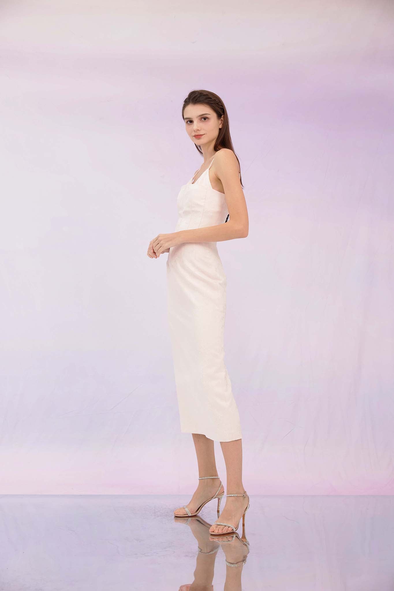Gwenna Light Pink Jacquard Spag Dress