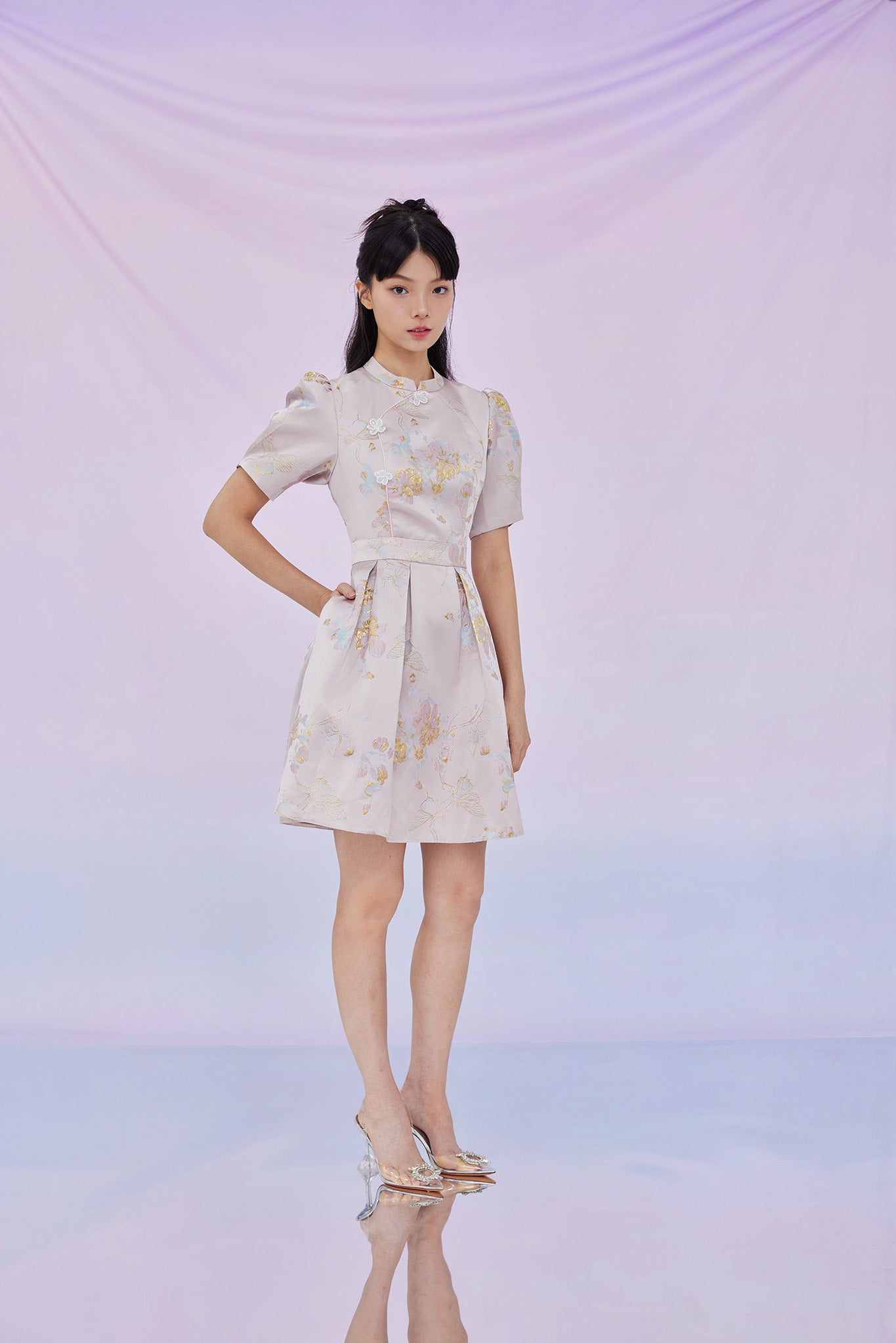 Glenis Pink Jacquard Cheongsam