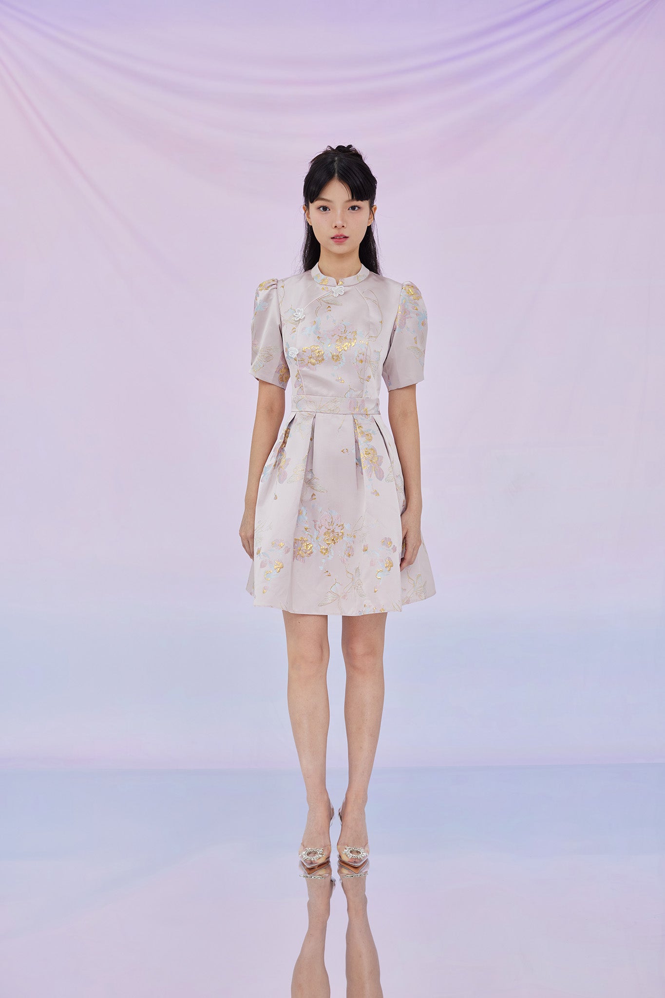 Glenis Pink Jacquard Cheongsam