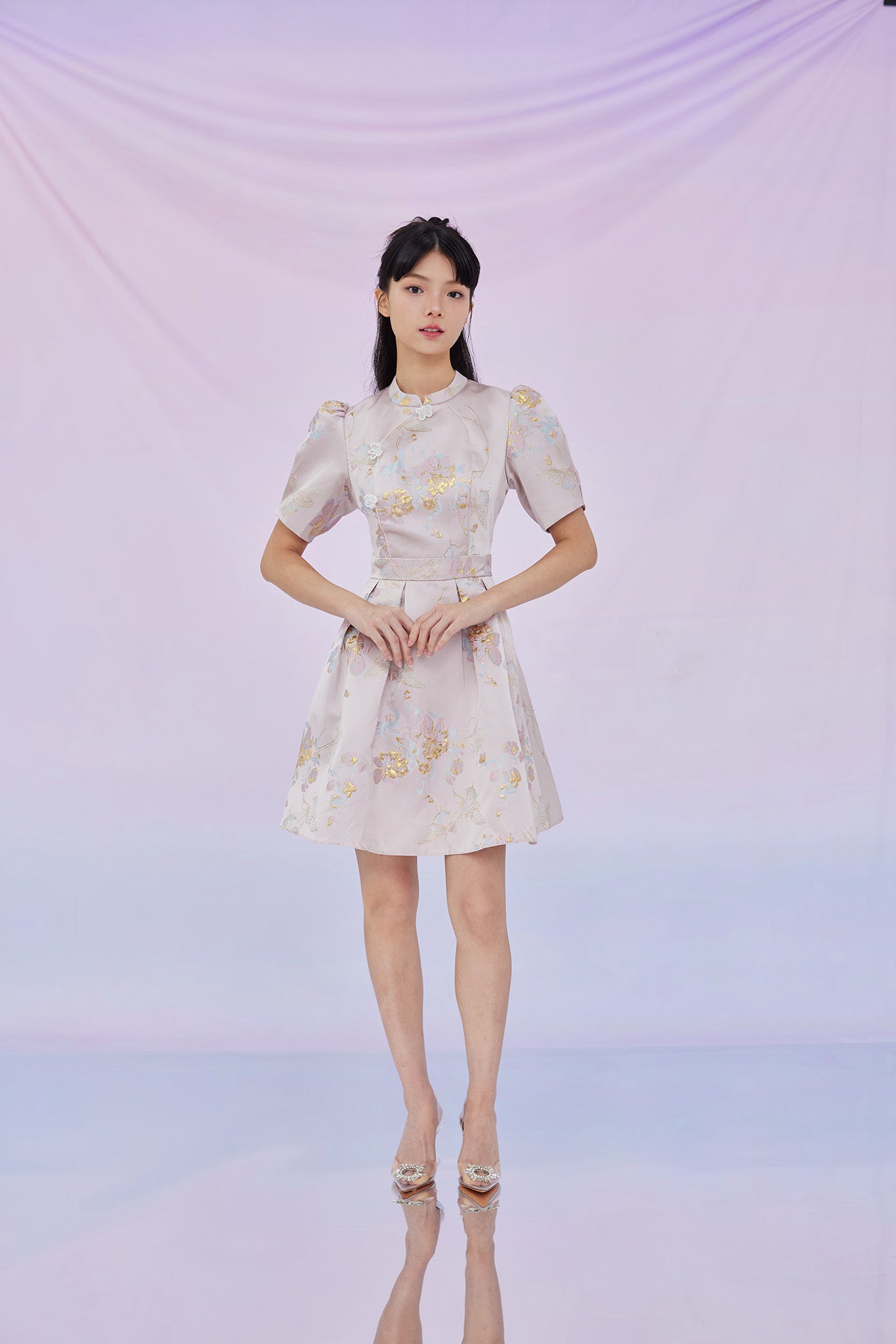 Glenis Pink Jacquard Cheongsam