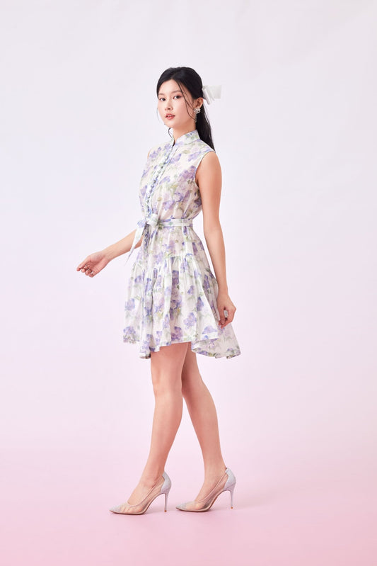 Gitel Purple Floral Mini Dress - Nimisski