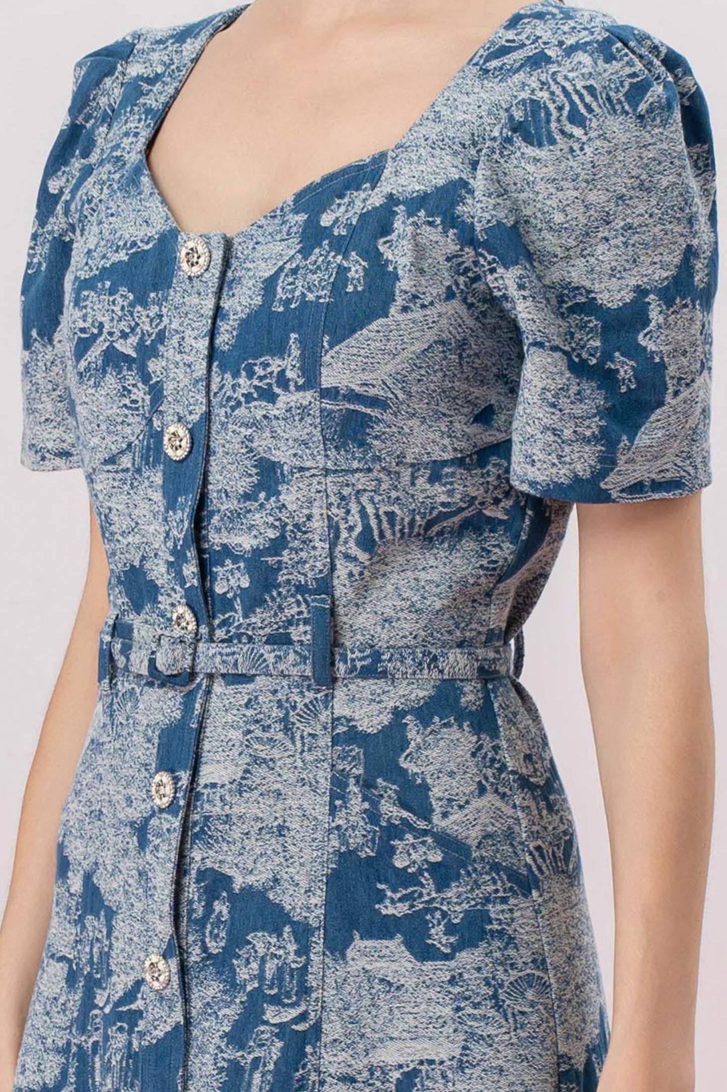 Helaine Dark Blue Button Denim Dress