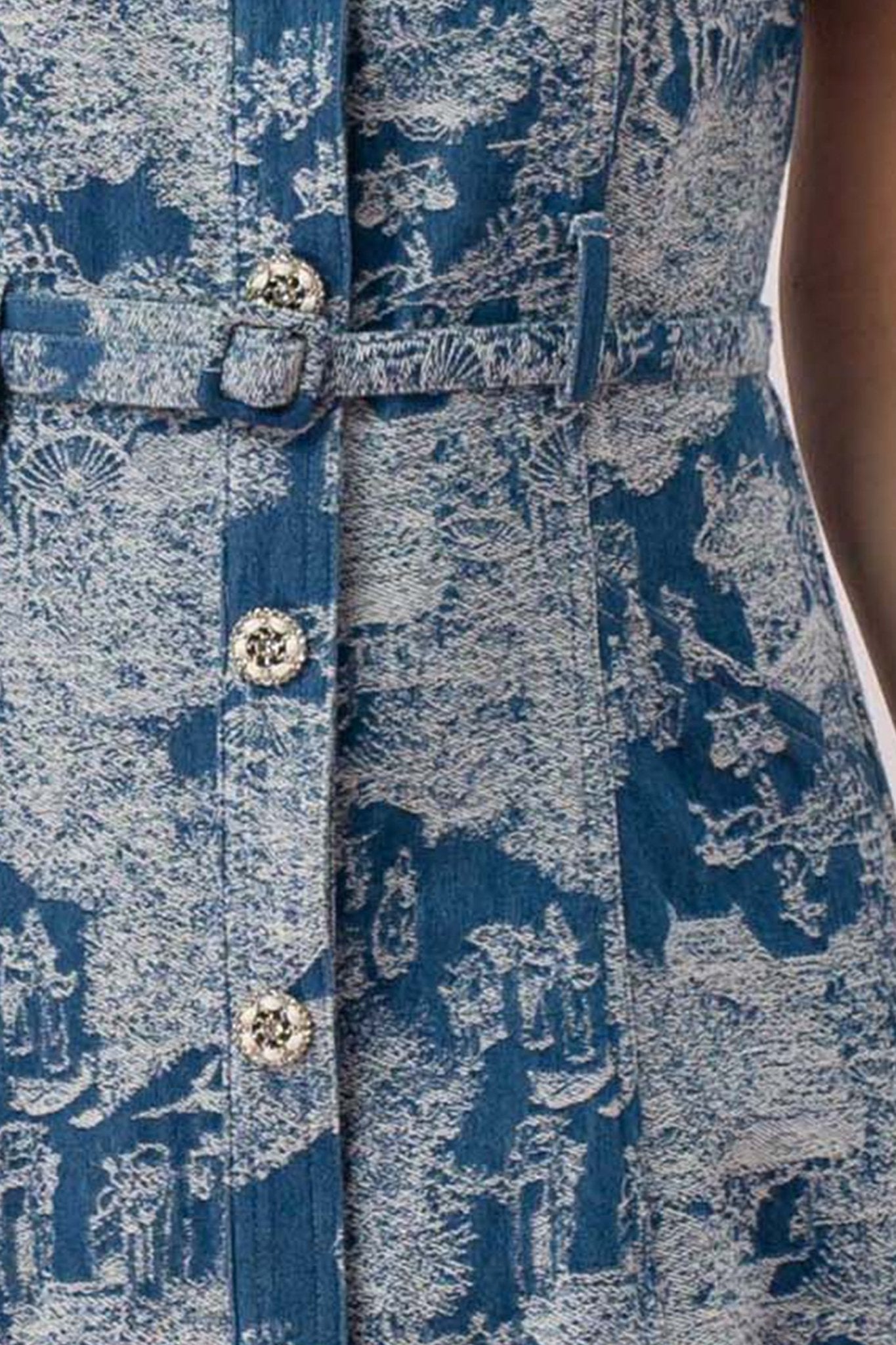 Helaine Dark Blue Button Denim Dress - Nimisski