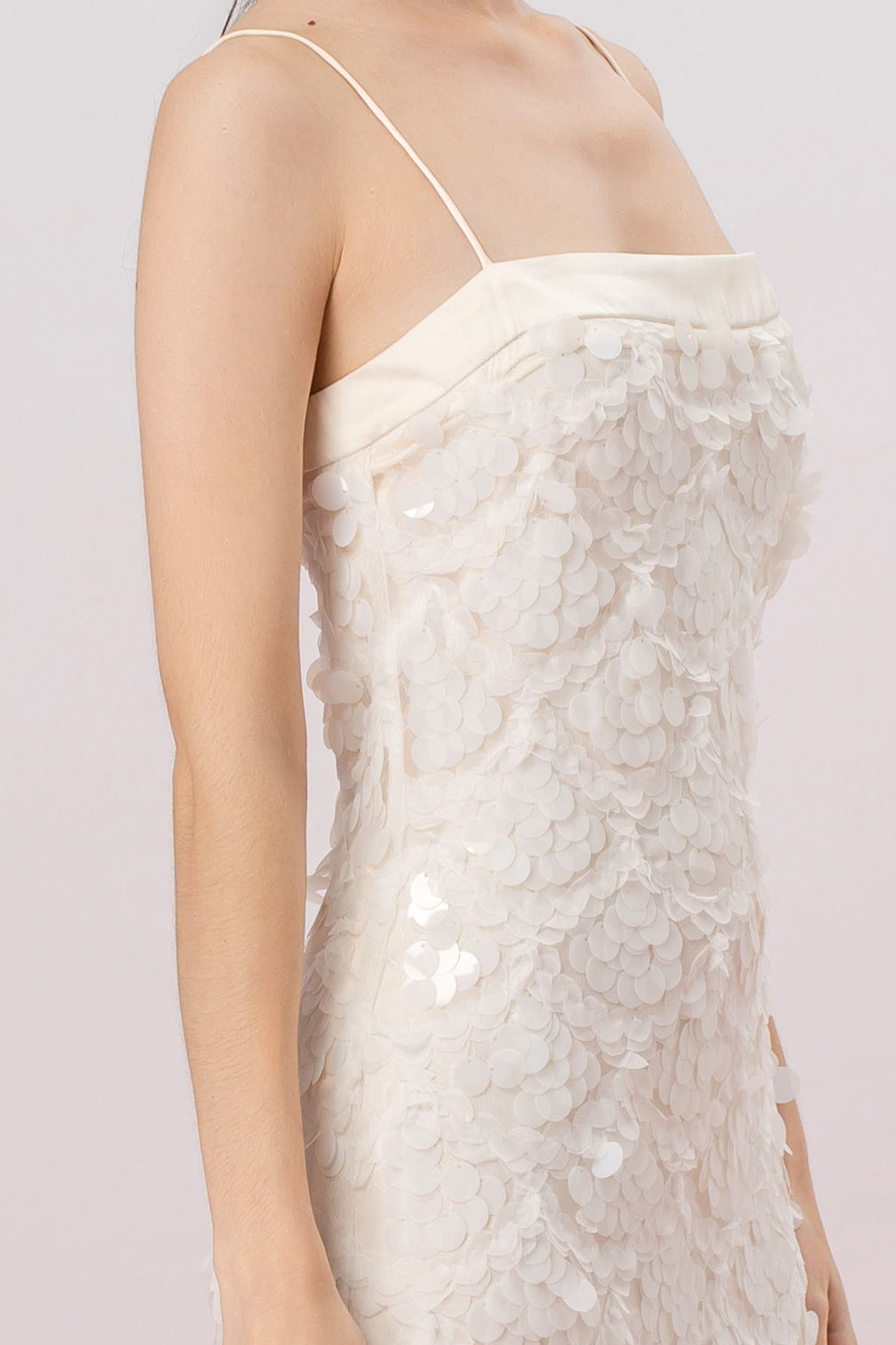 Gabriellen White Sequin Spaghetti Dress