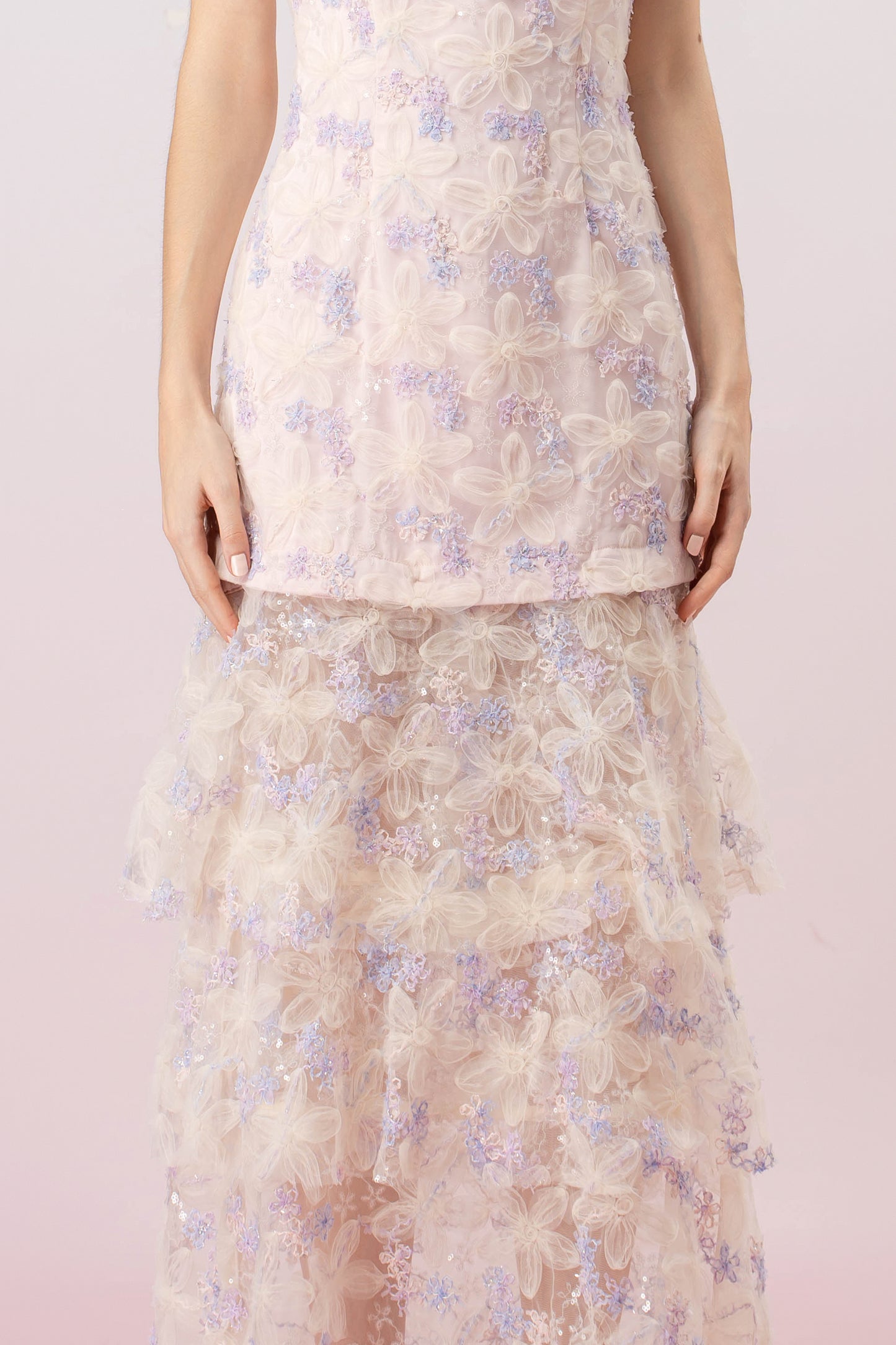 Henriette Purple Squin Tier Dress