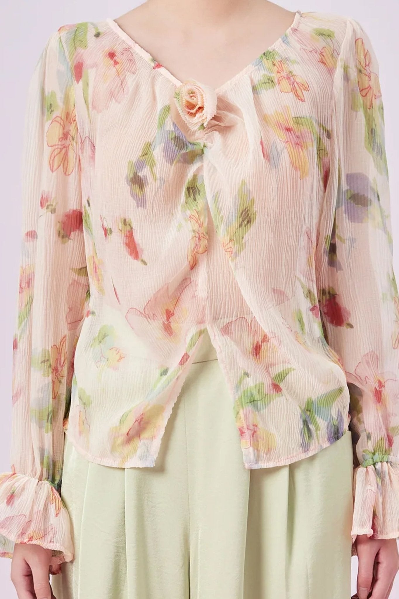 Gilah Floral Print Peach Top - Nimisski