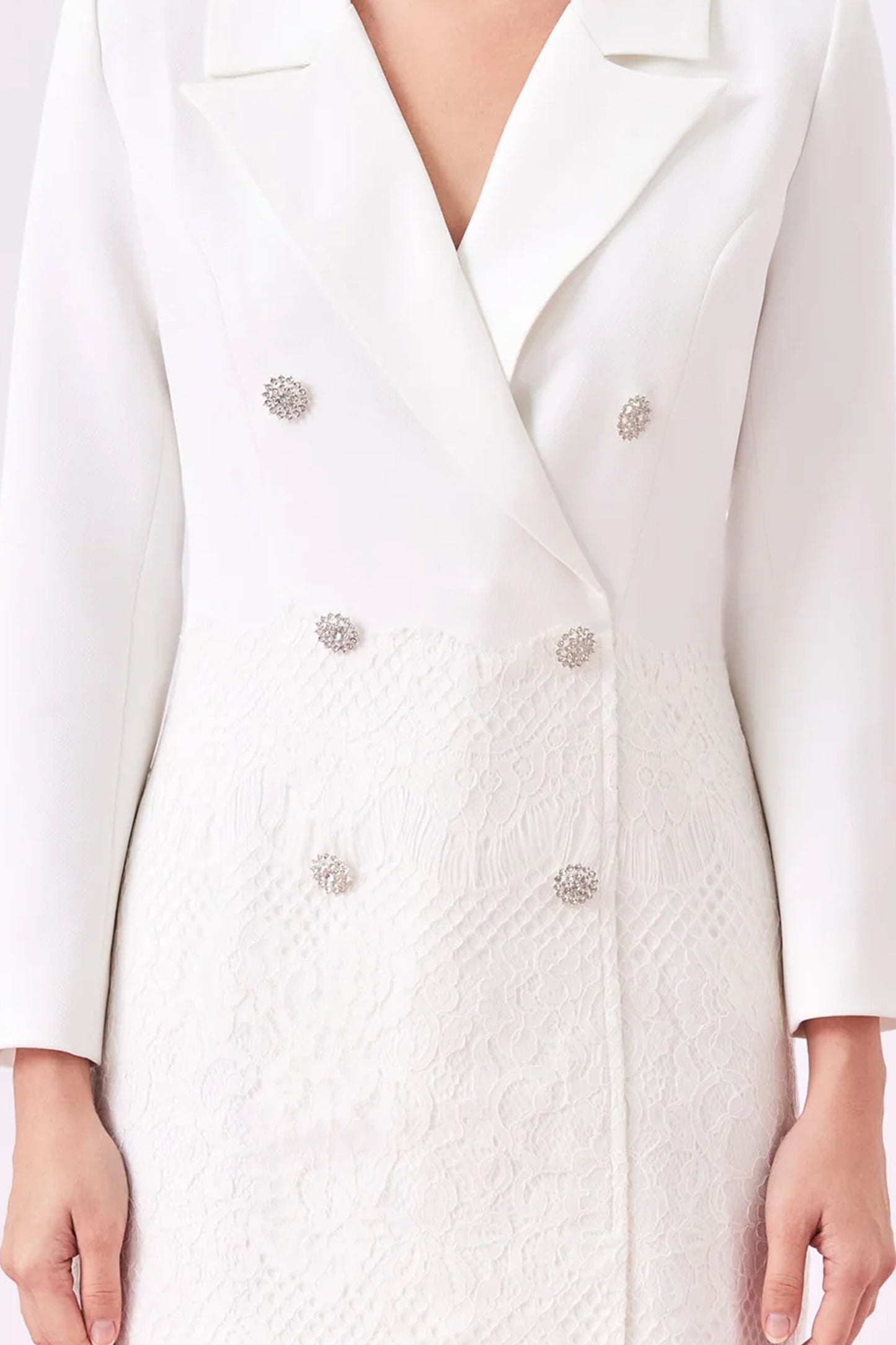 Genya White Lace Blazer Dress