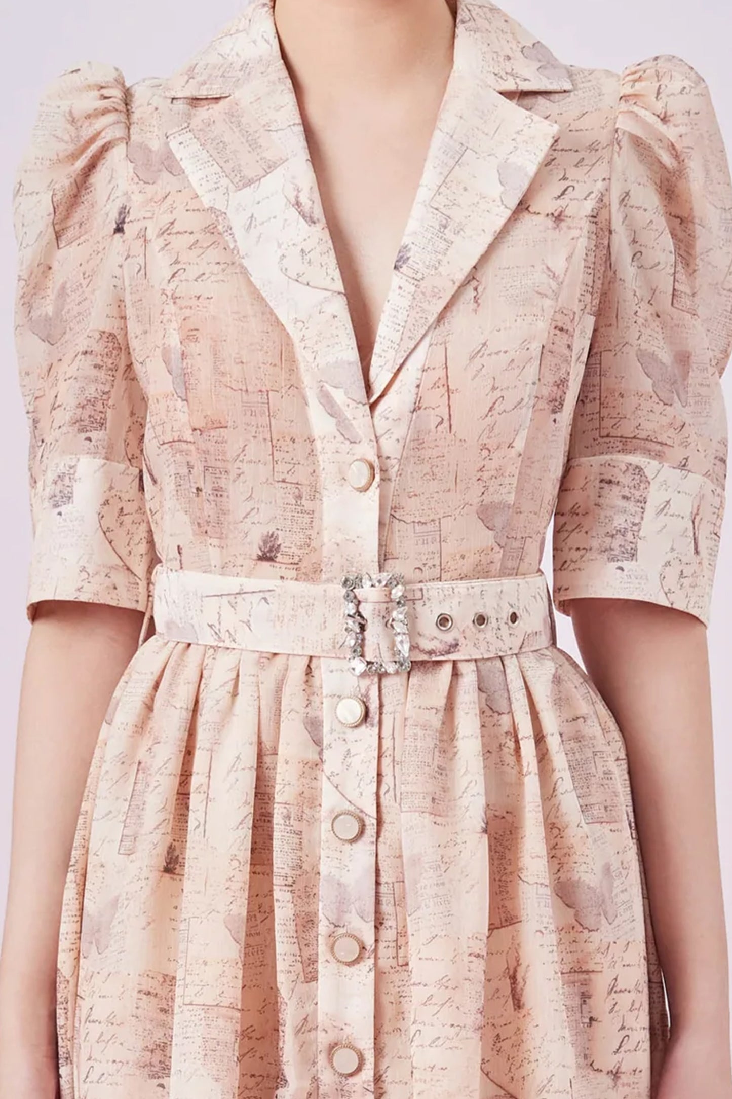 Georgetta Brown Print Button Dress
