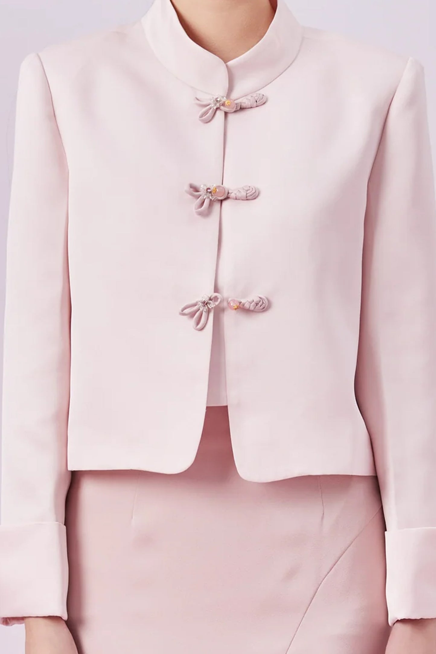 Genelle Pink Mandarin Collar Top