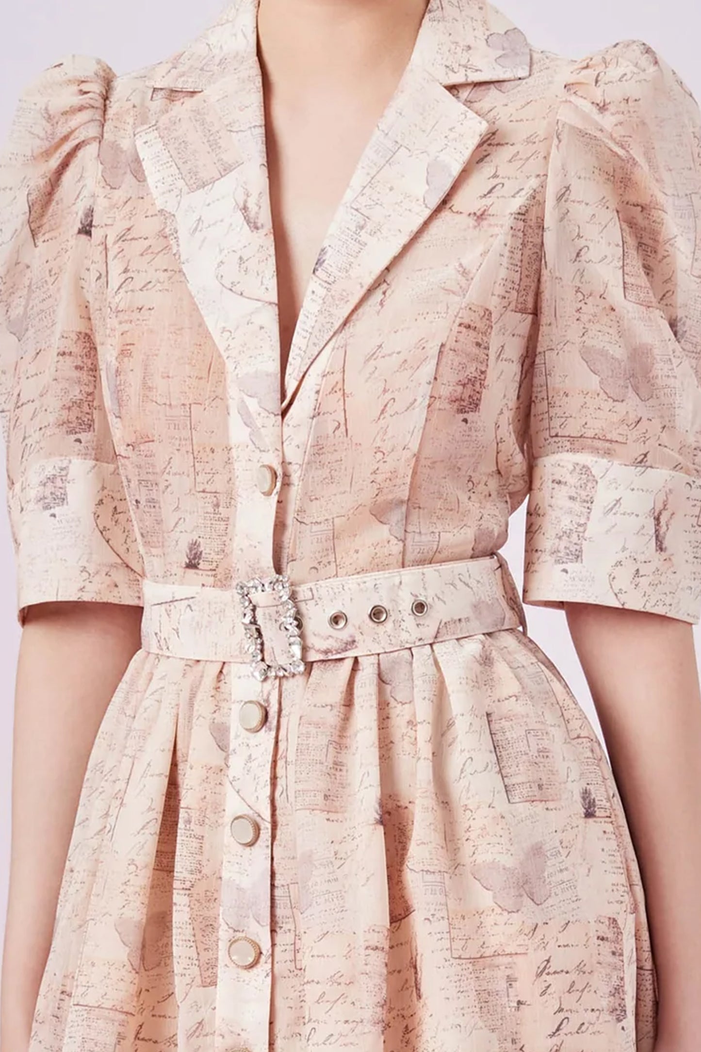 Georgetta Brown Print Button Dress