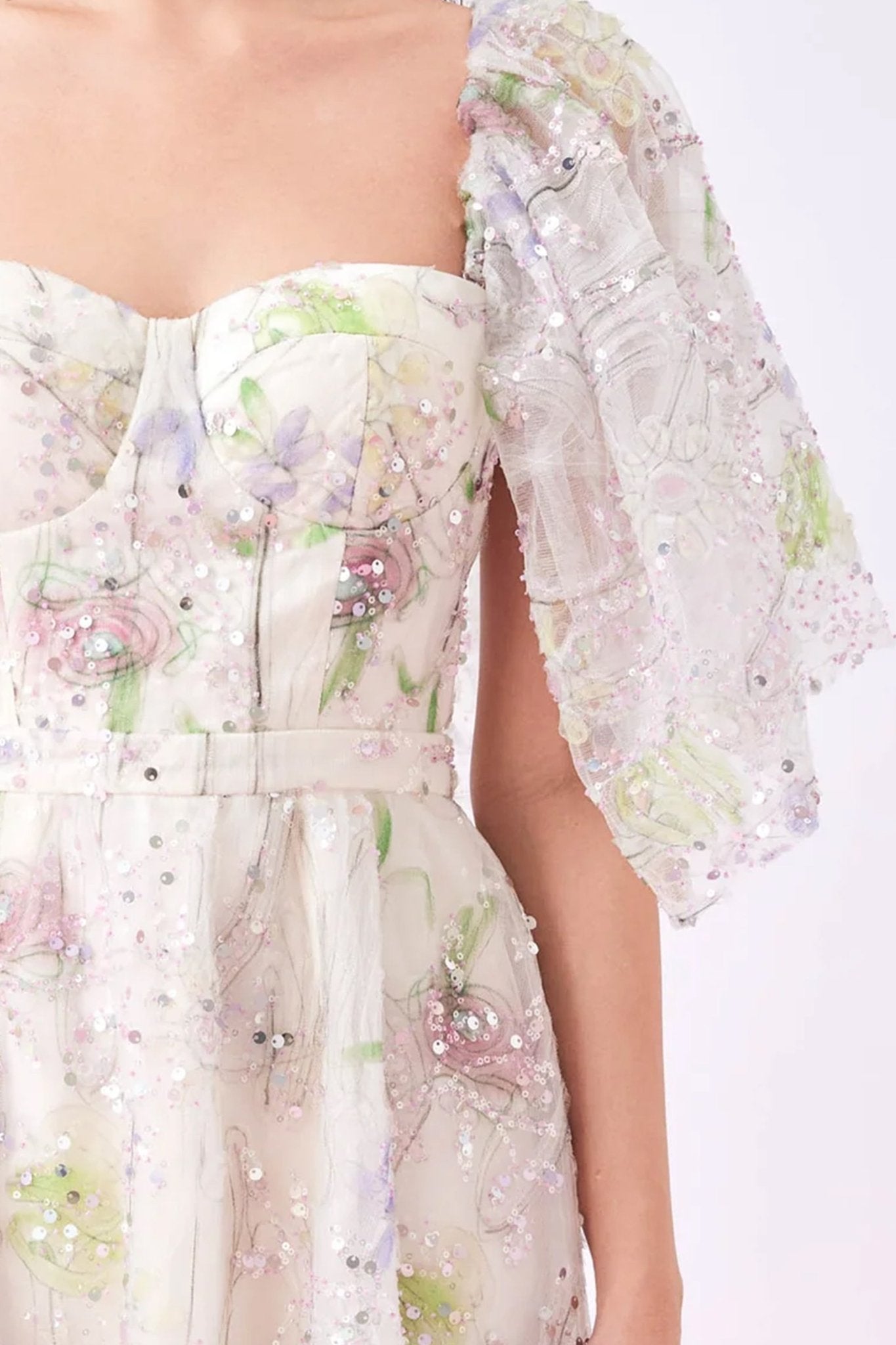 Gabielle White Sequins Bustier Dress - Nimisski