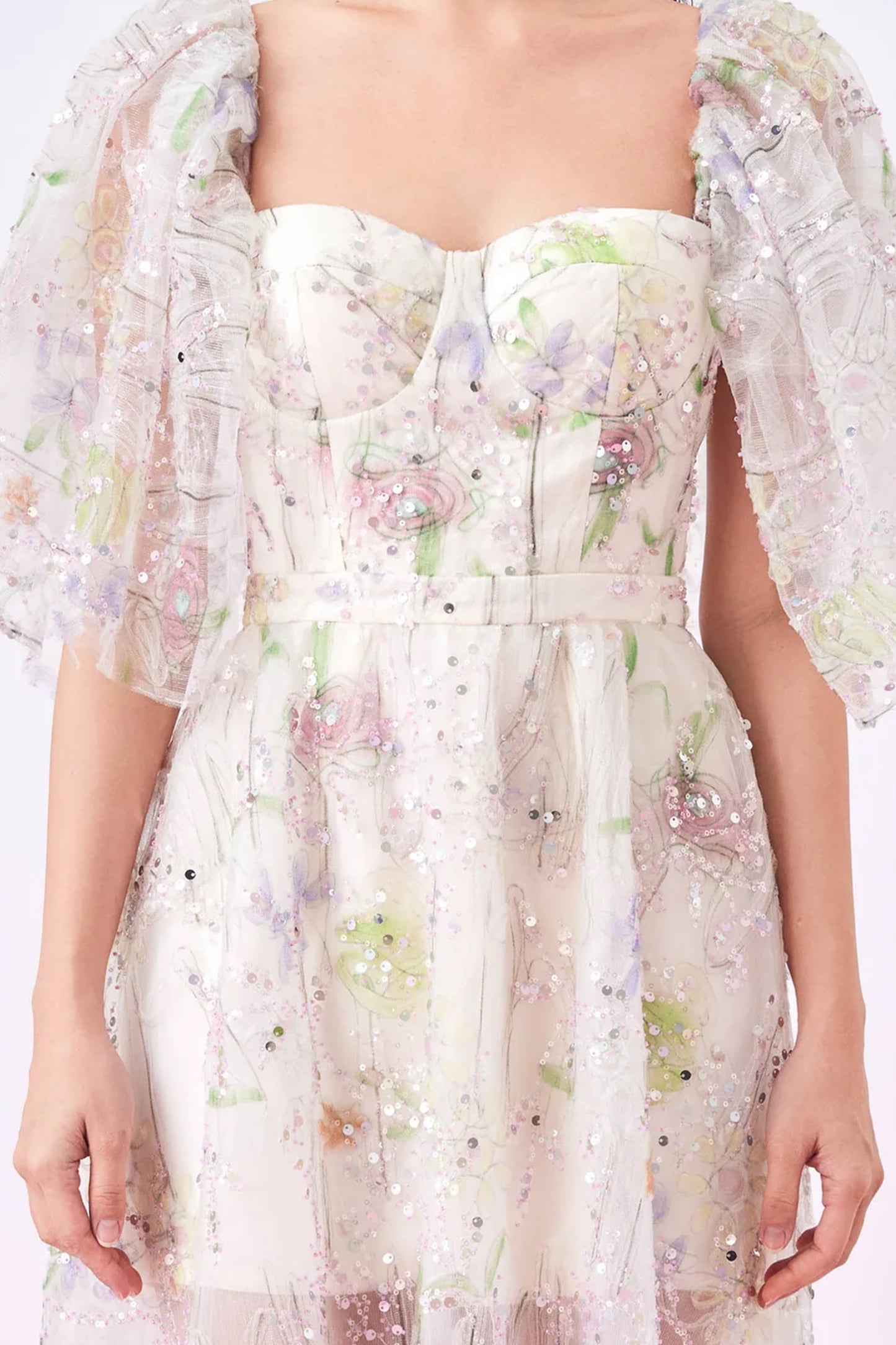 Gabielle White Sequins Bustier Dress