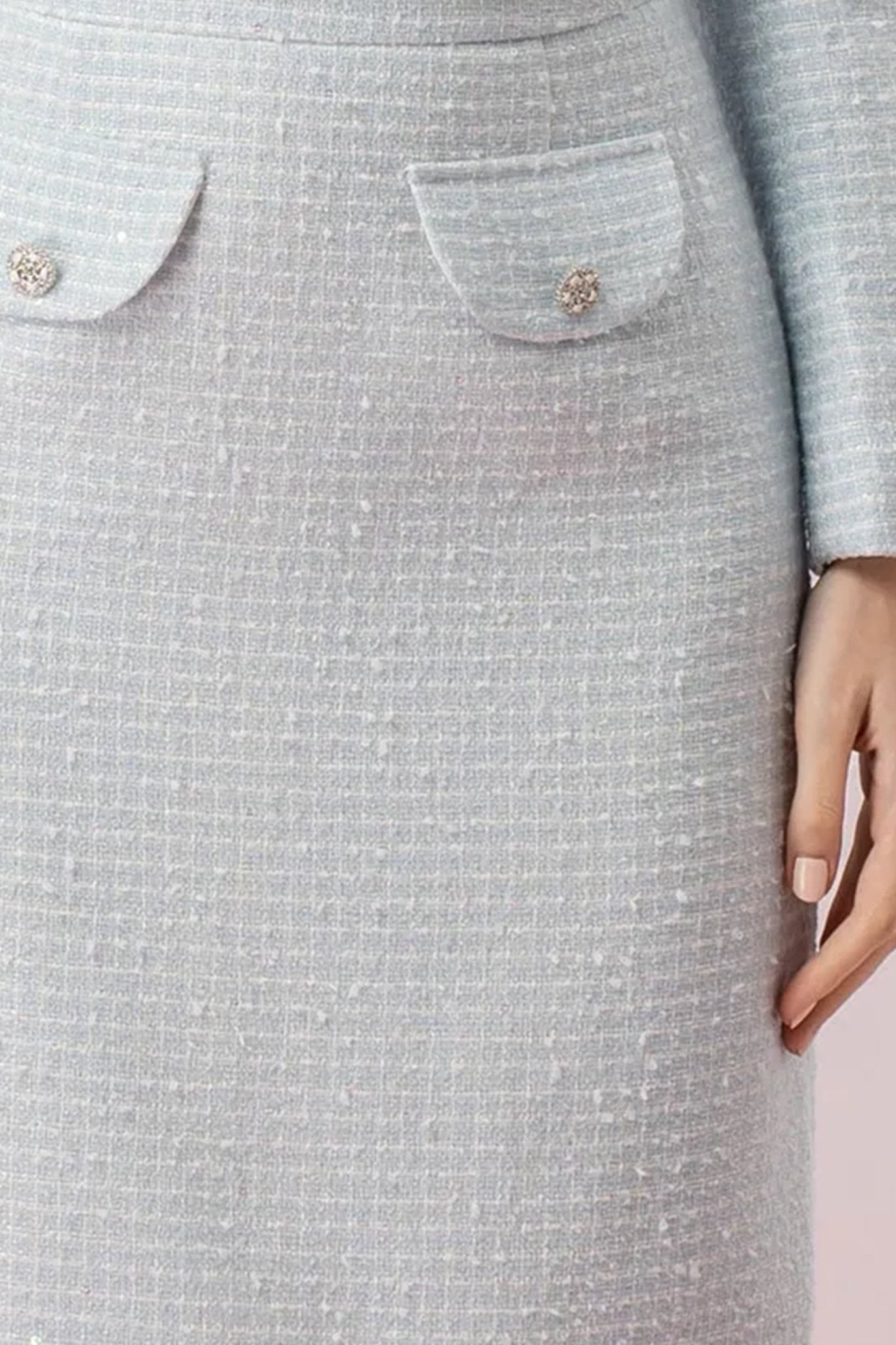 Gayline Blue Tweed Straight Skirt - Nimisski