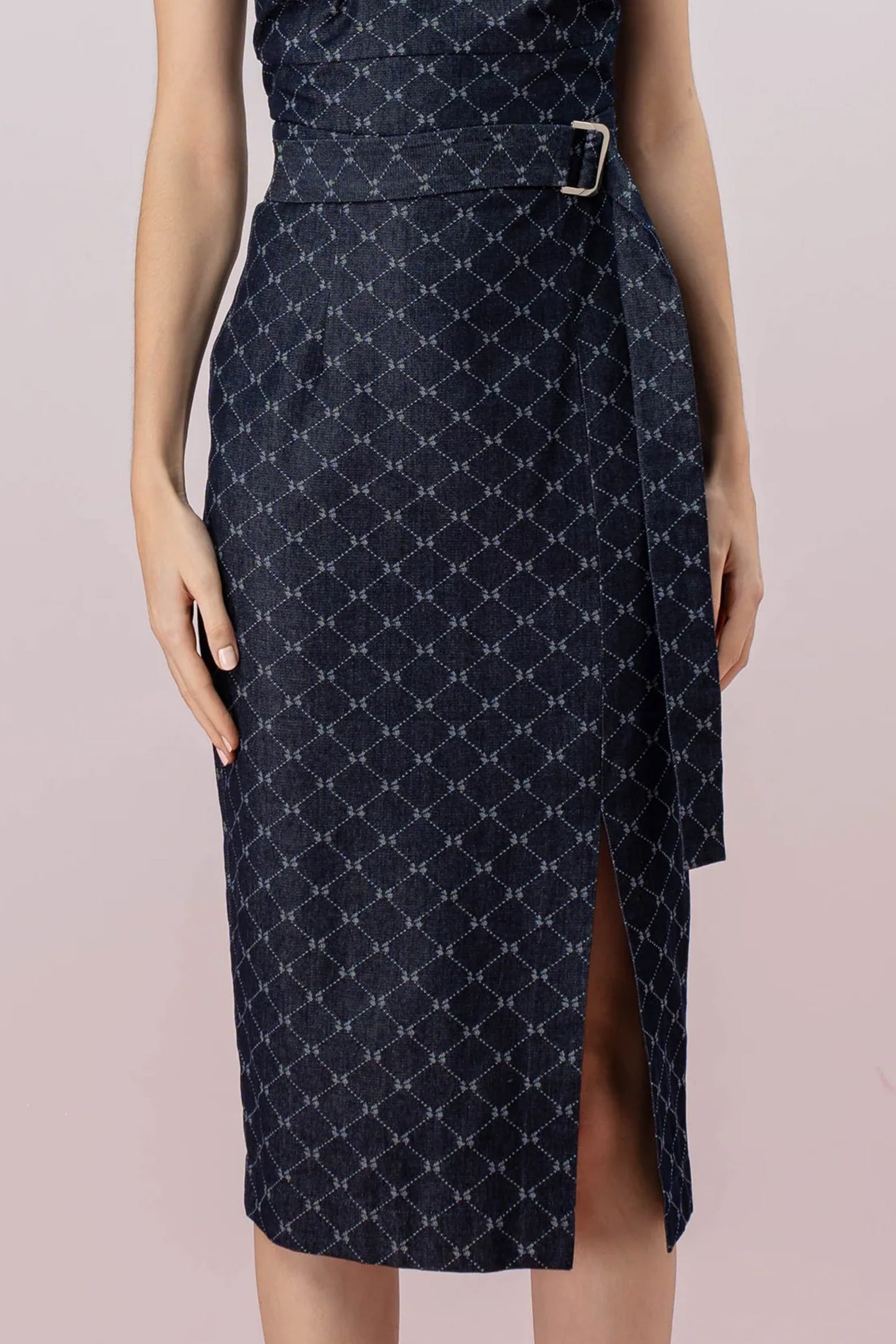 Jacalyn Dark Blue Denim Pencil Skirt