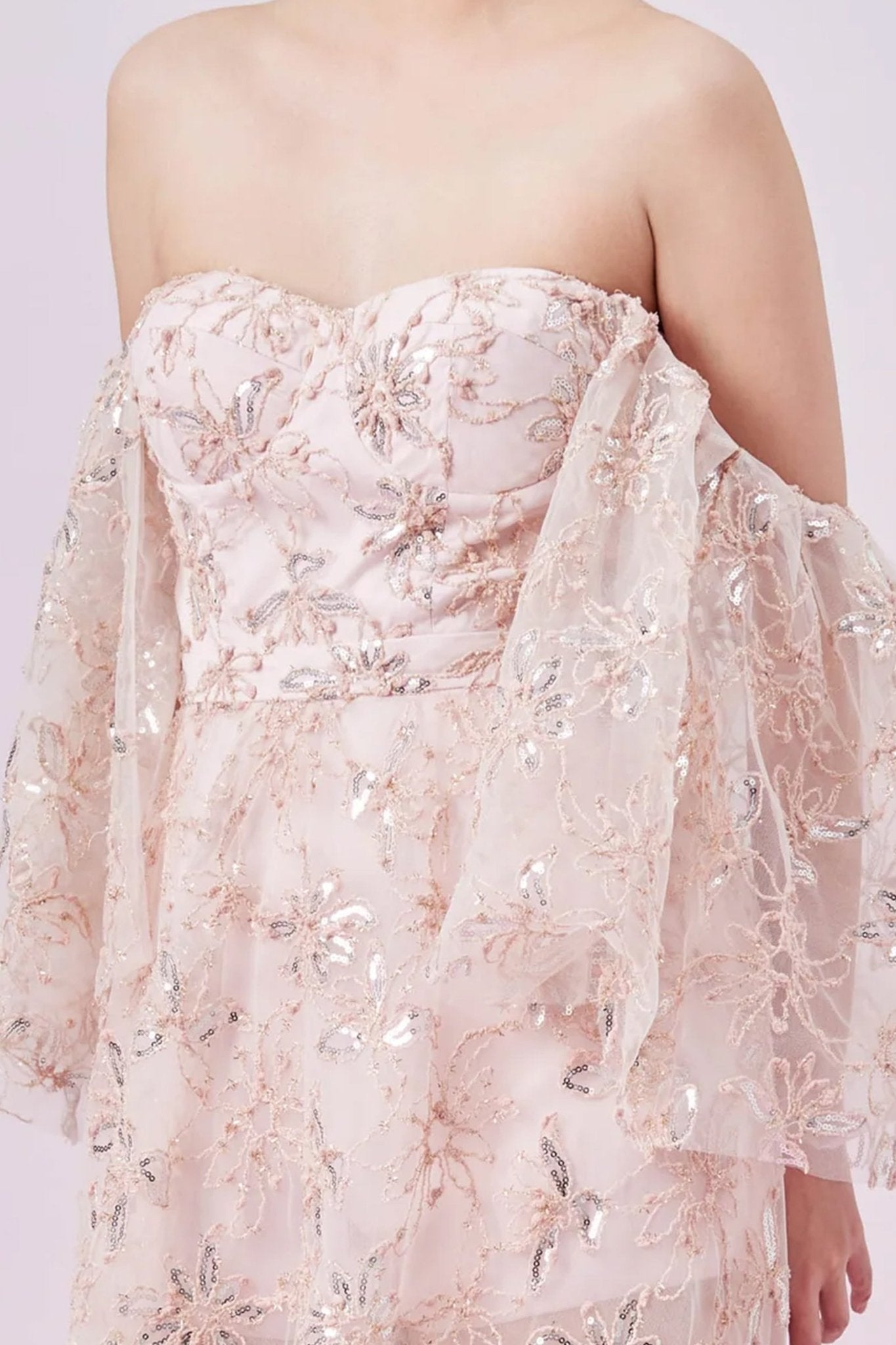 Galatee Pink Sequins Bustier Dress - Nimisski