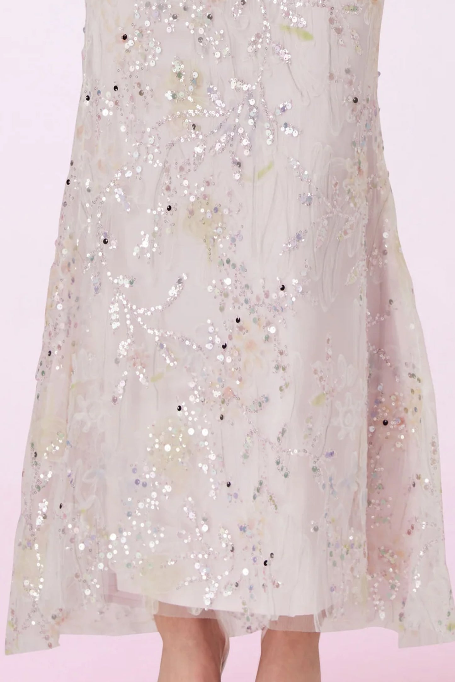 Gaenna Pink Floral Sequins Tube Dress