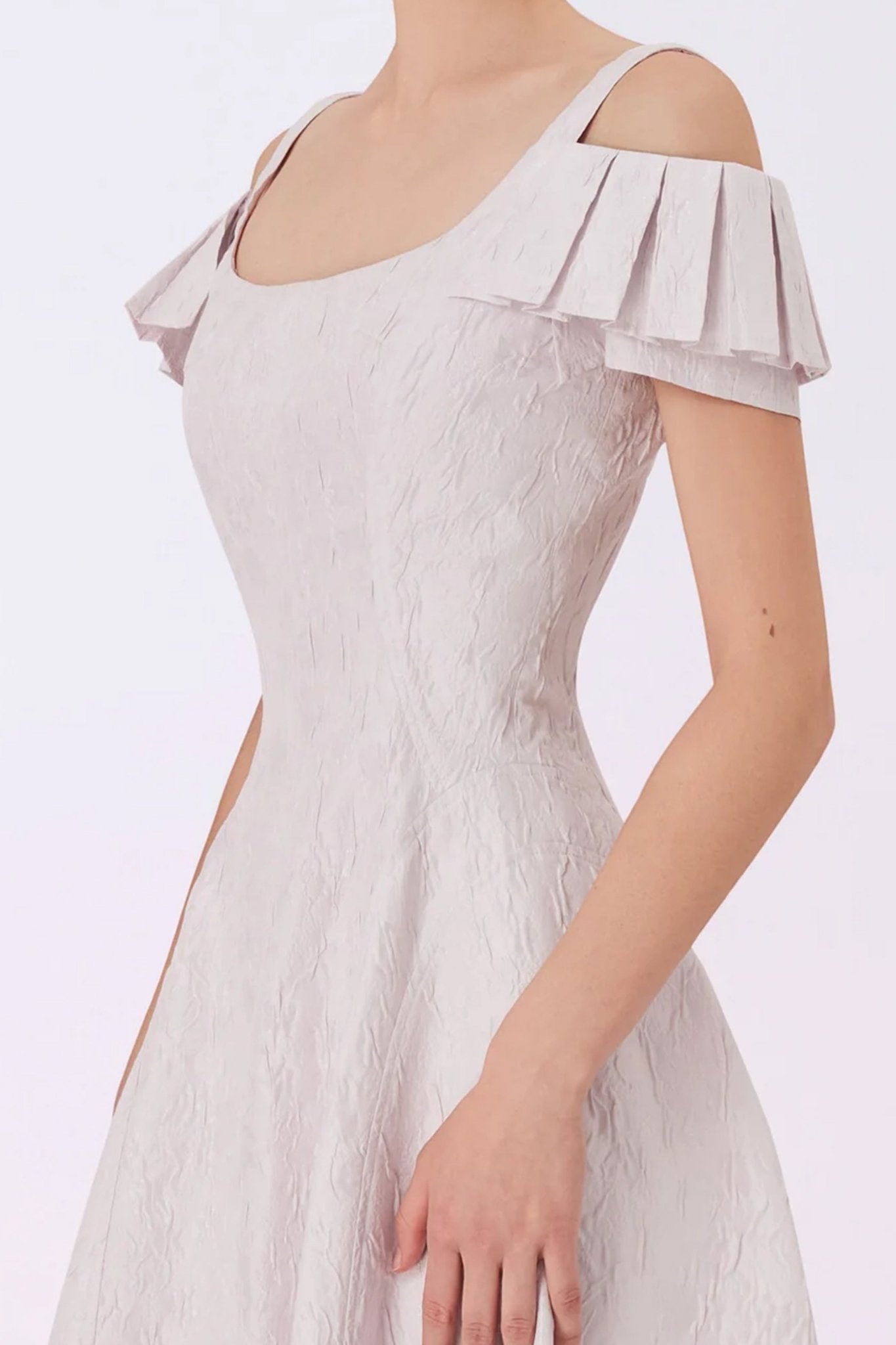 Glorie Pink Jacquard Long Dress - Nimisski