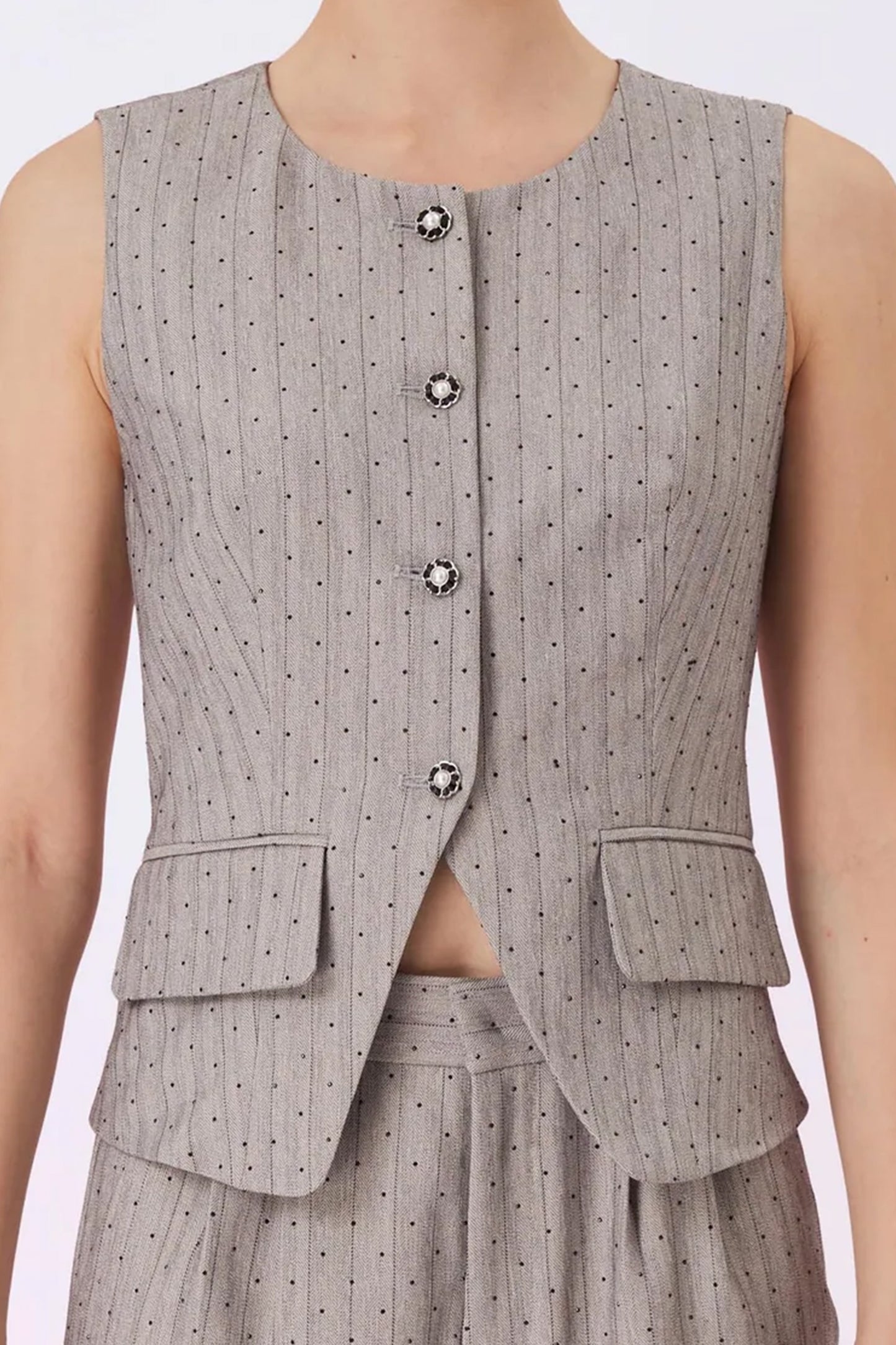 Chantarai Grey Welt Pocket Vest