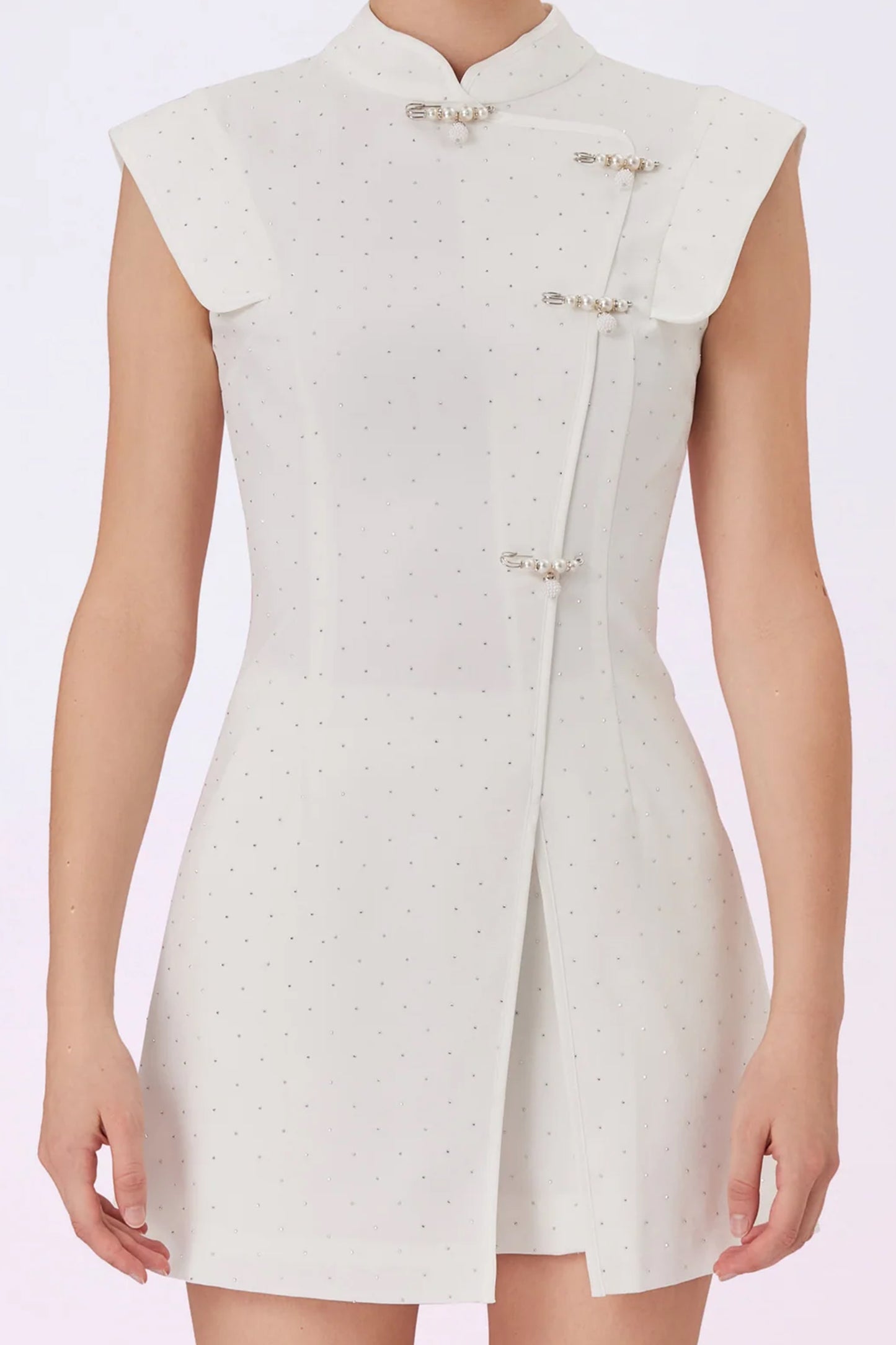 Galathea White Cheongsam Sleeveless Top