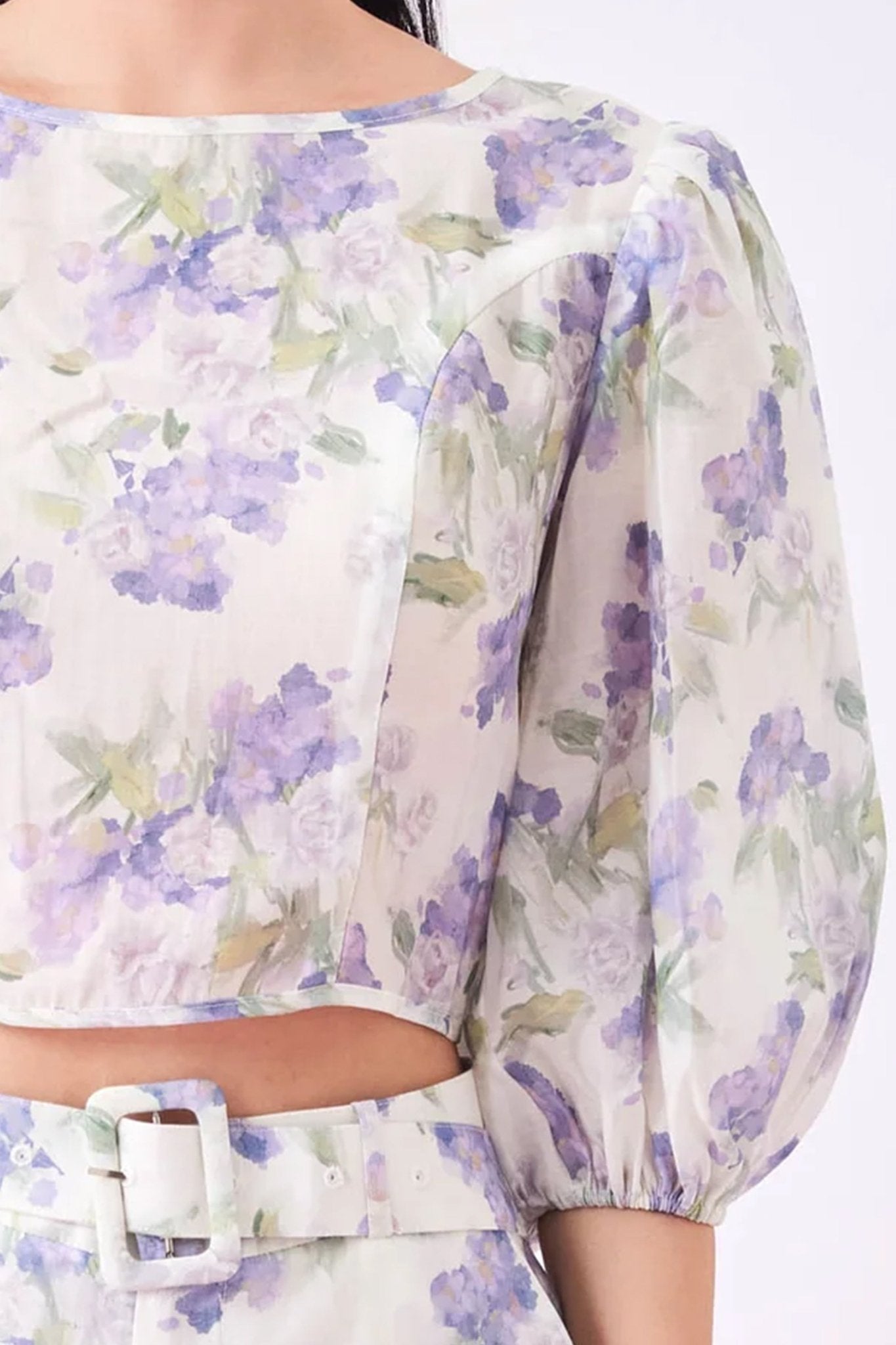 Gracey Purple Floral Prints Top - Nimisski
