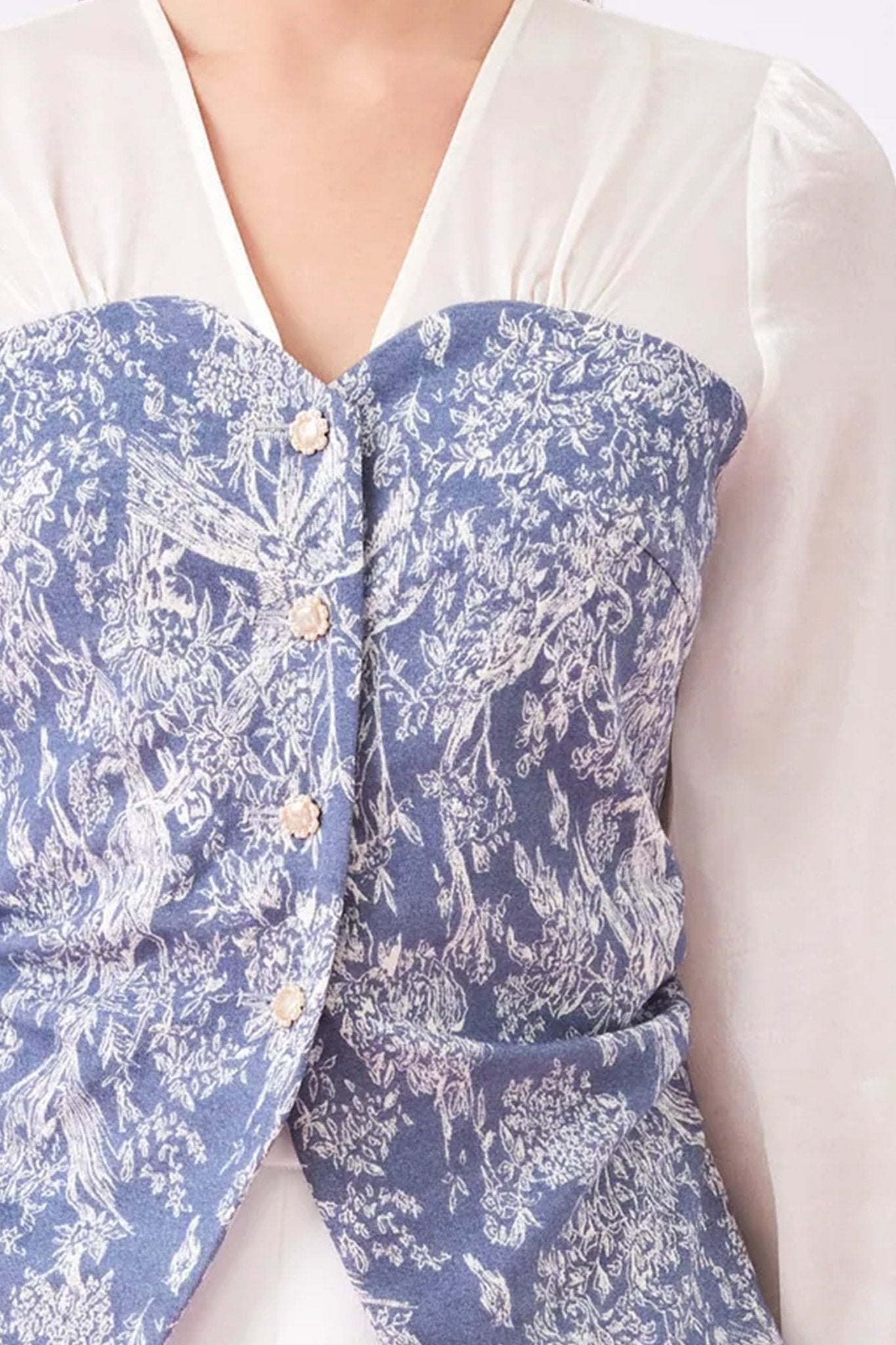 Grizelda Blue Denim Print Top - Nimisski