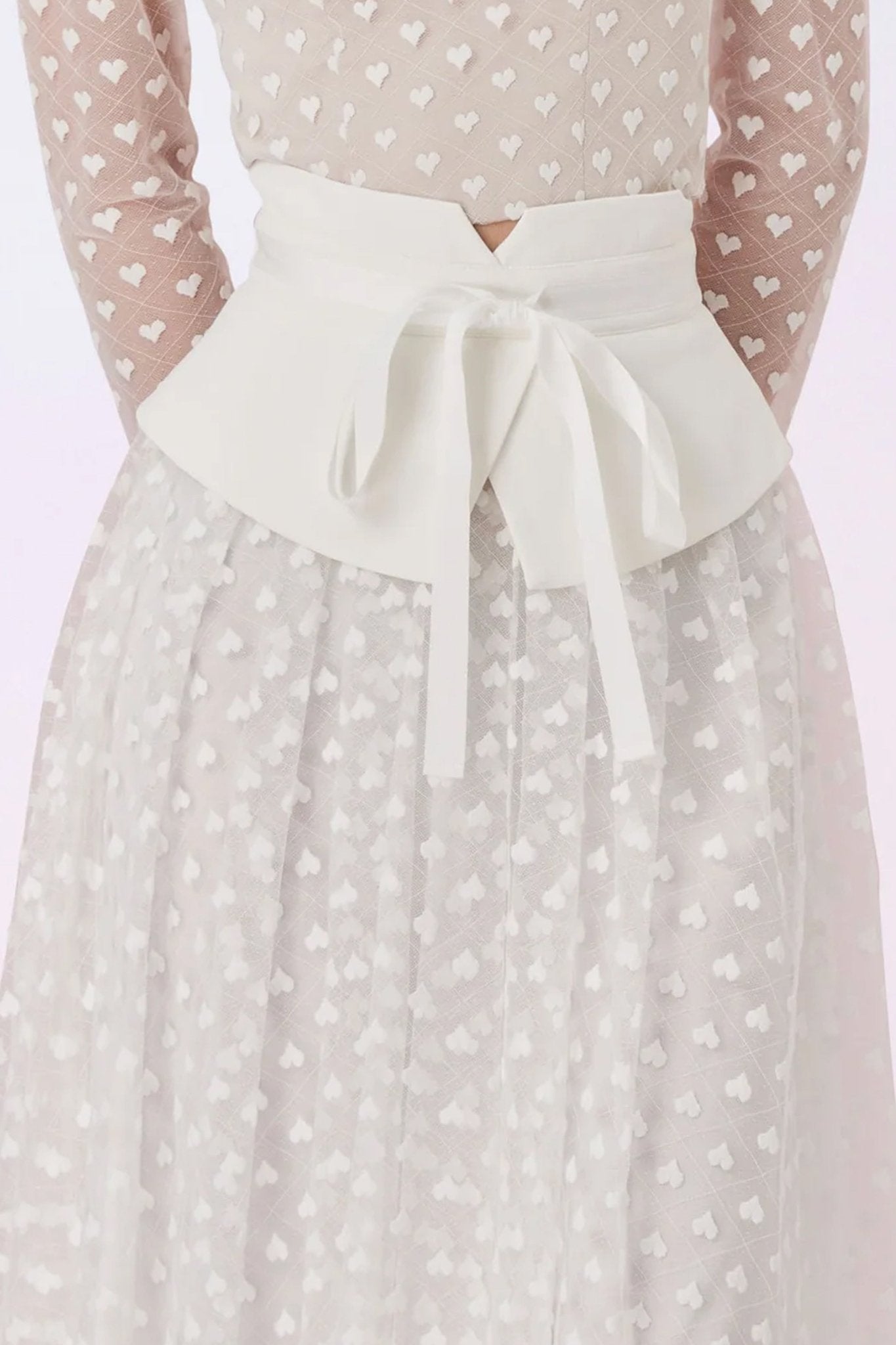 Ginnie White Heart Lace Long Skirt - Nimisski