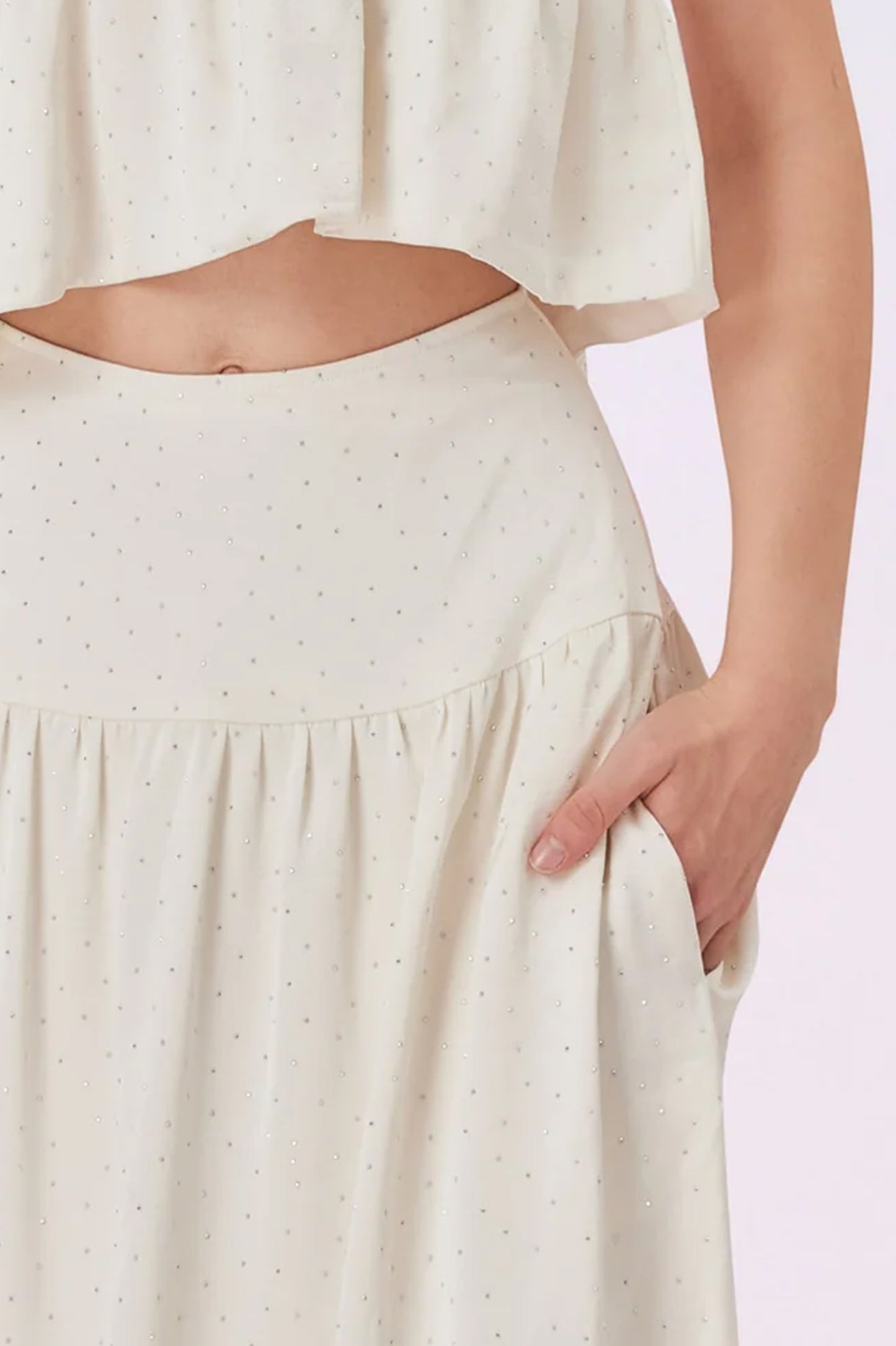 Gallya Cream Twinkle A-Line Skirt