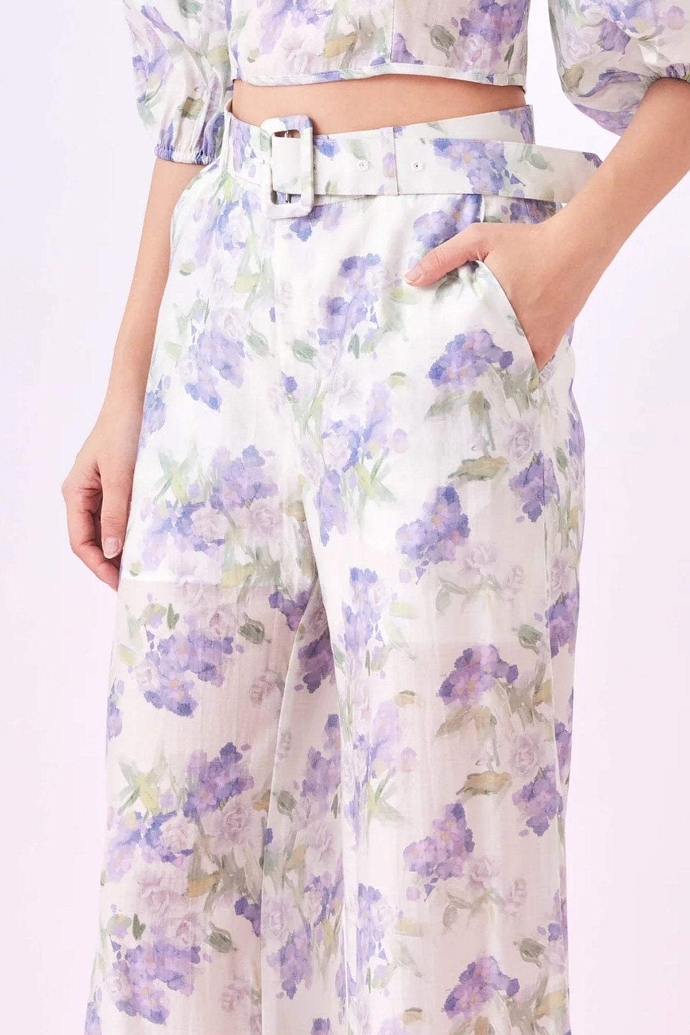 Gracey Purple Floral Prints Pants - Nimisski