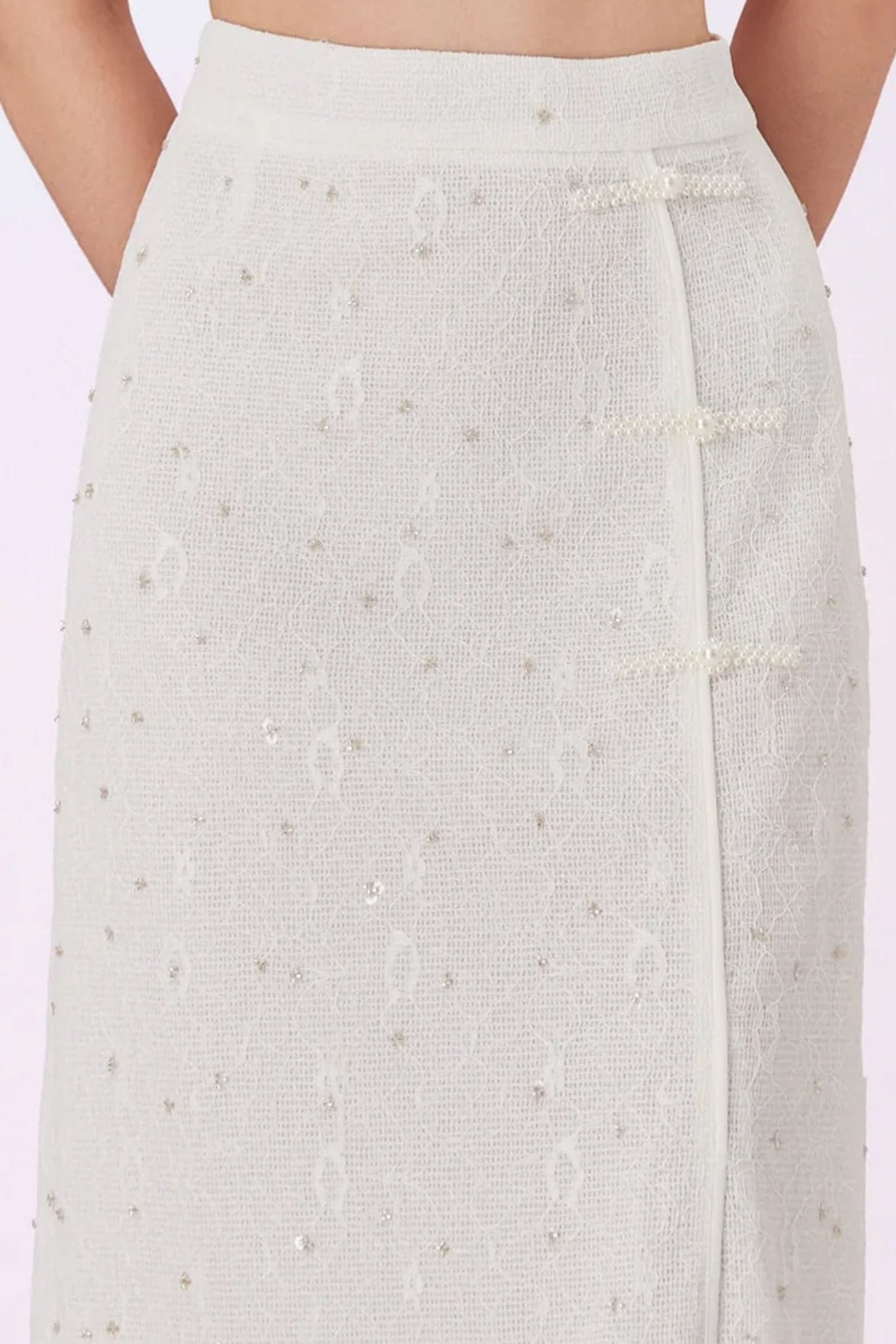Galiena White Lace Midi Skirt - Nimisski