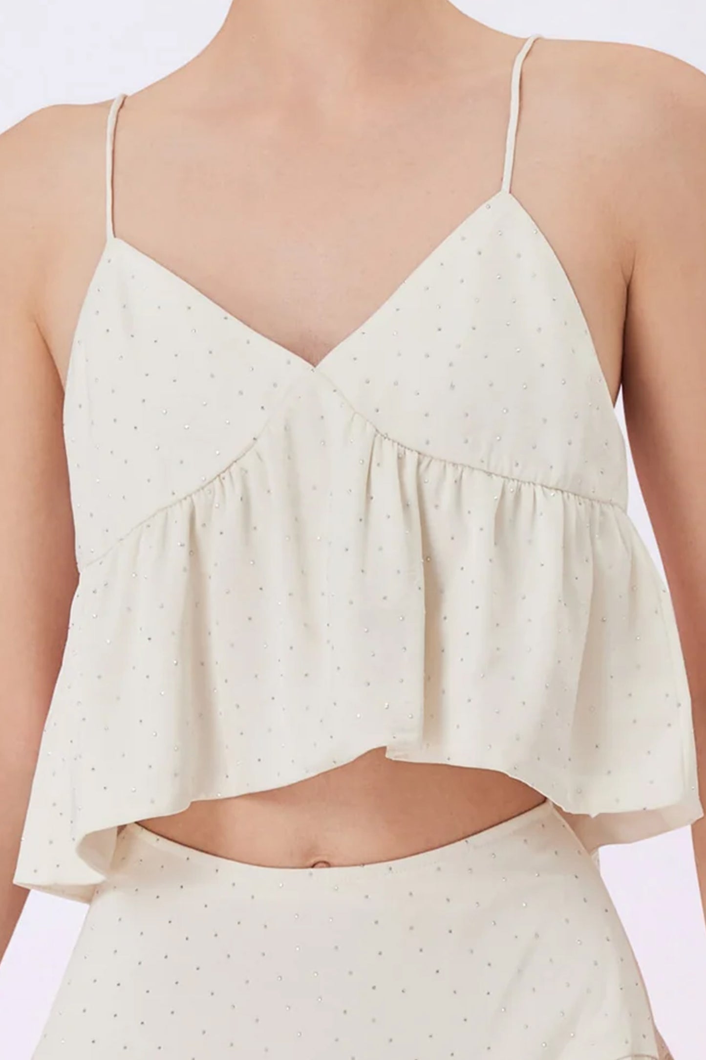 Gallya Cream Twinkle Spaghetti Top