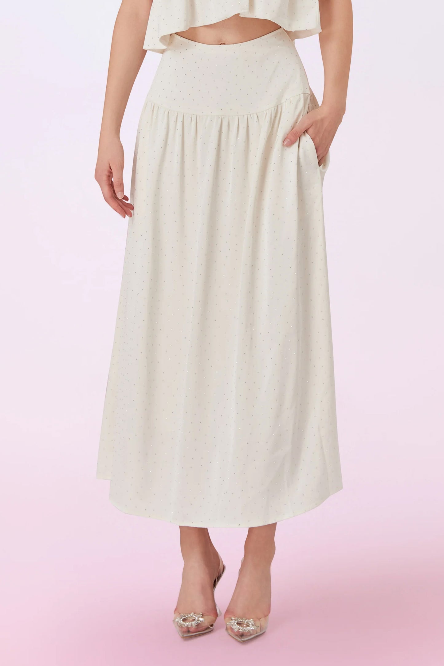Gallya Cream Twinkle A-Line Skirt